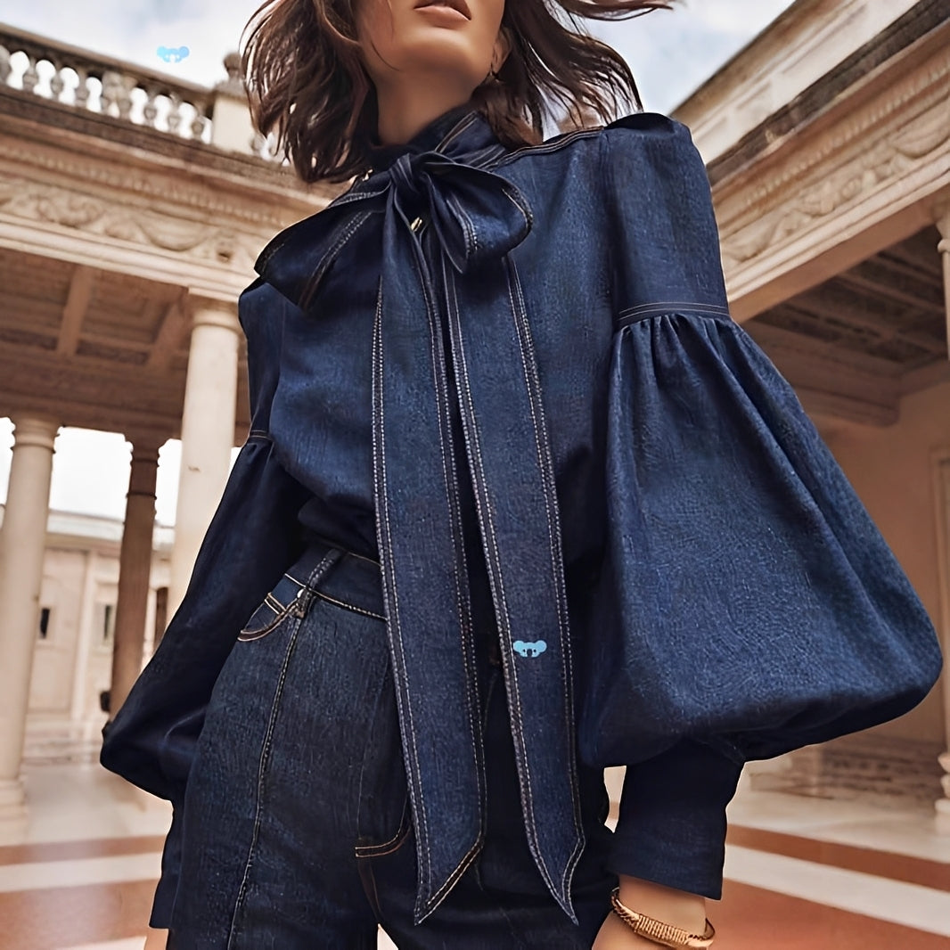 Jodie - Stilvolle Schleifen-Denim-Bluse