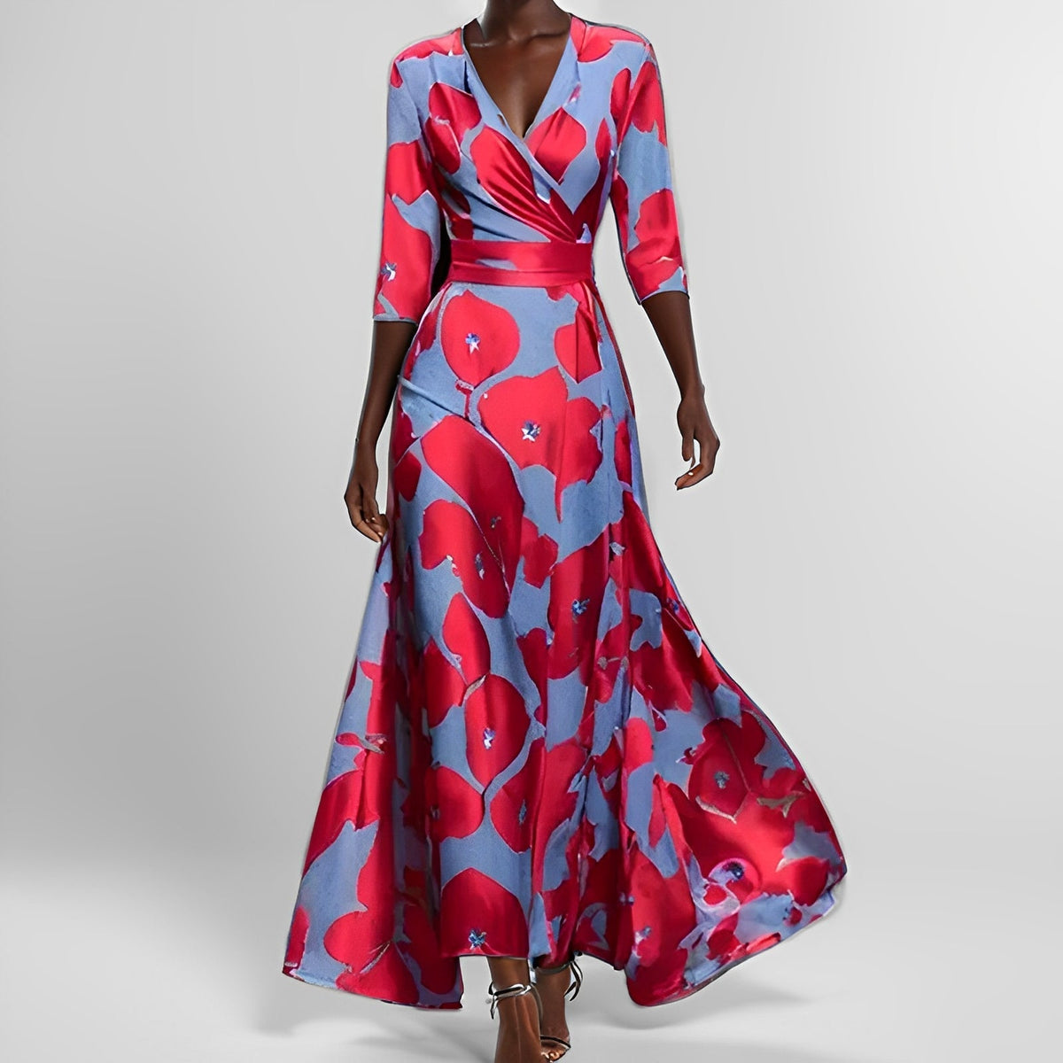 Delores - Langes Kleid mit Blumenmuster und langen Ärmeln