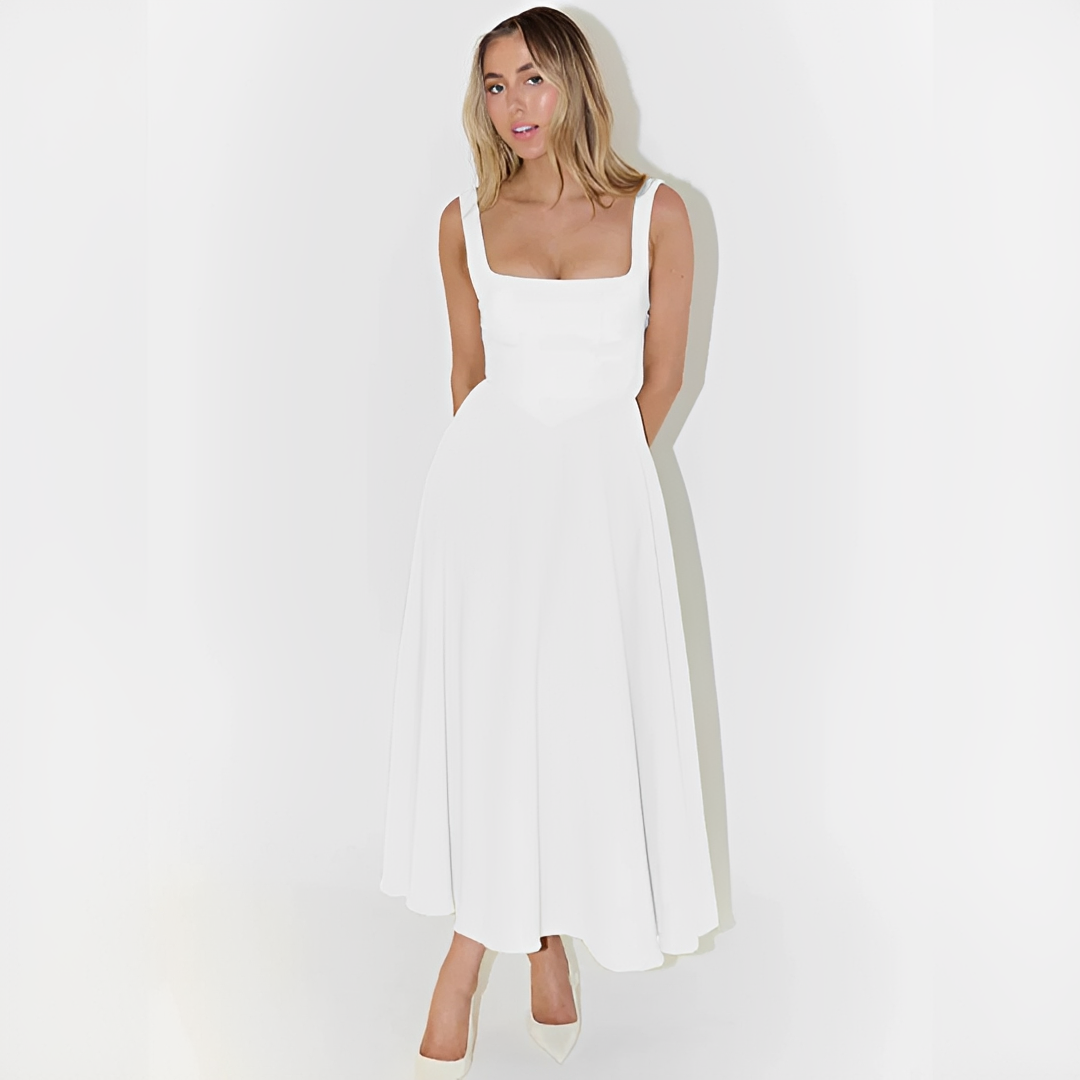 Fioren - Elegantes Midikleid mit Quadratischem Ausschnitt