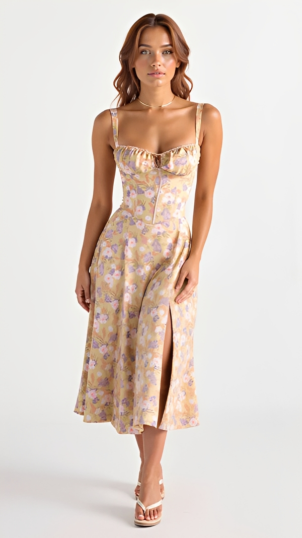 Kiana - Stilvolles Midikleid mit Schlitz