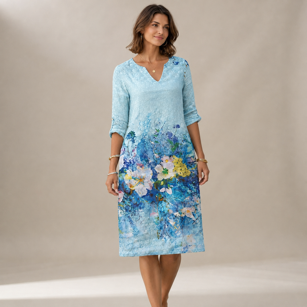 Ninna - Stilvolles und weiches V-Ausschnitt-Kleid