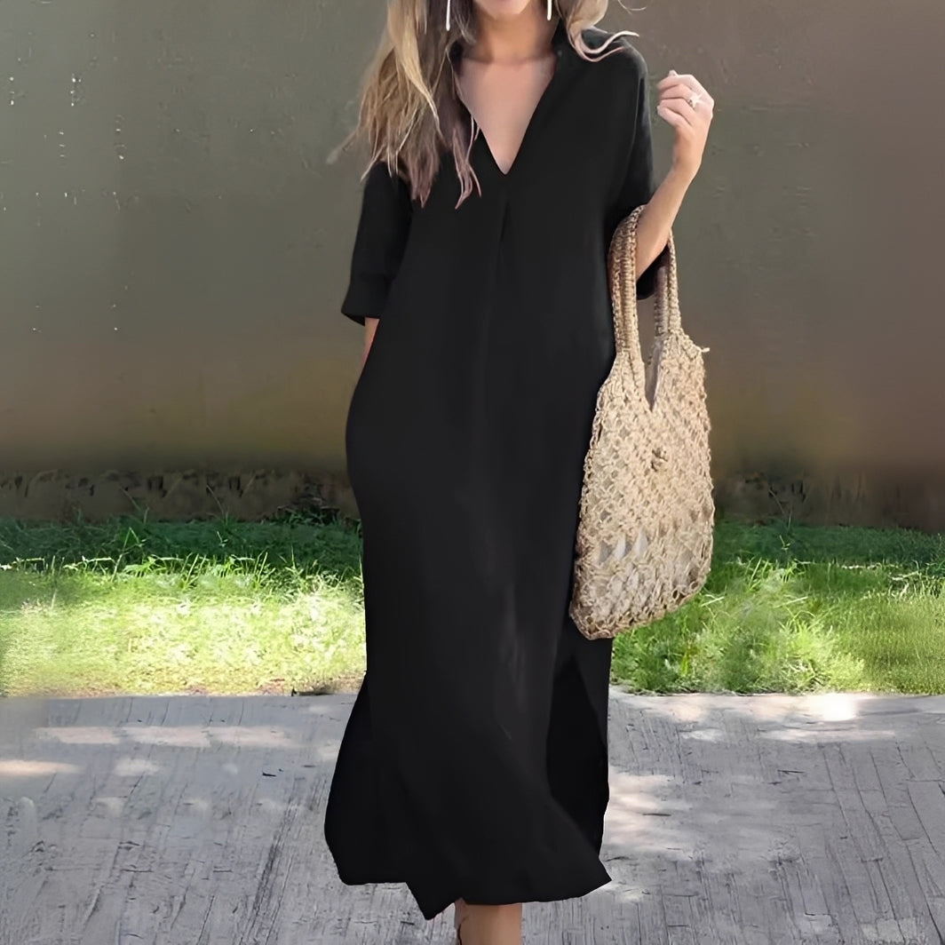 Lucie - Lässiges, locker sitzendes Kleid mit V-Ausschnitt für Damen