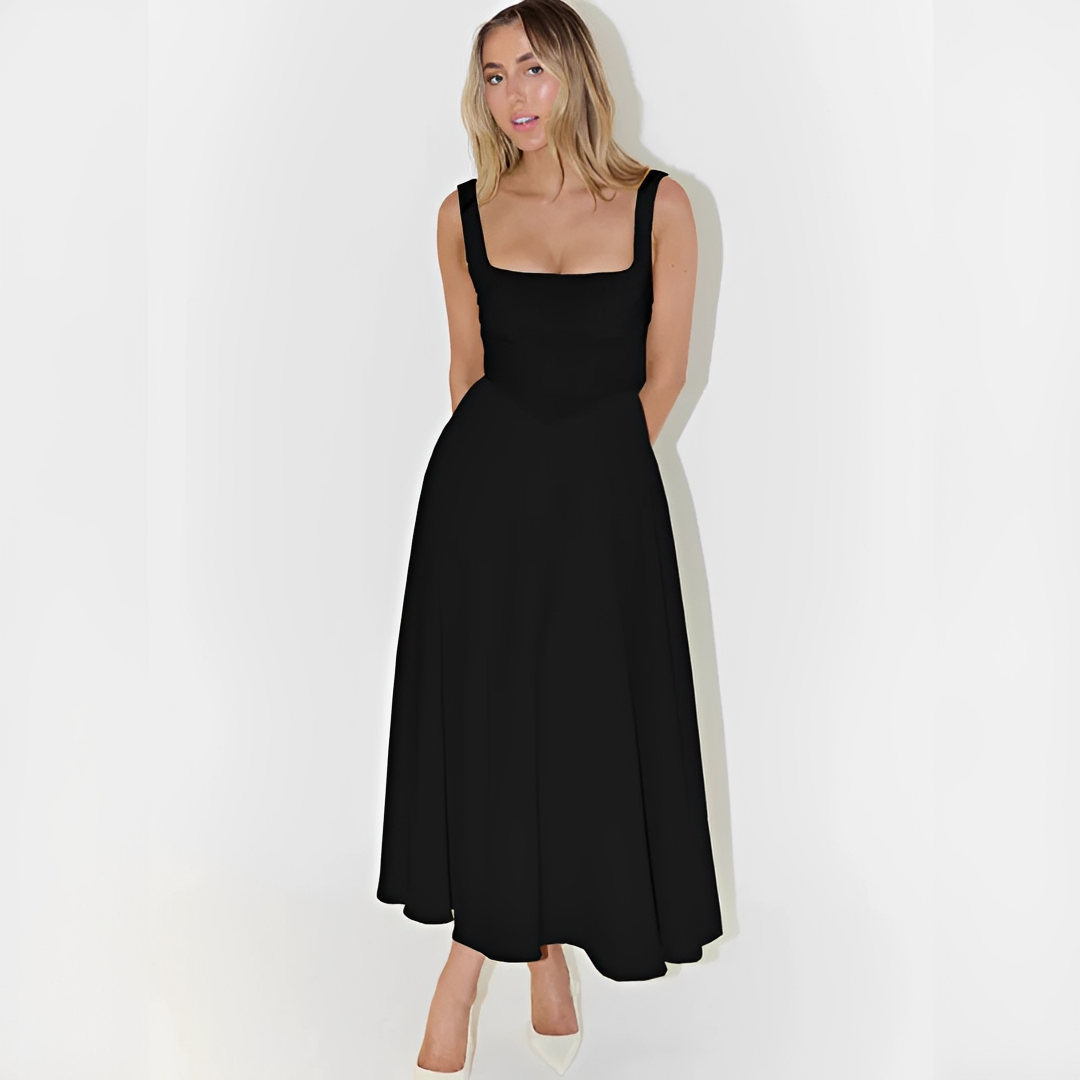 Fioren - Elegantes Midikleid mit Quadratischem Ausschnitt