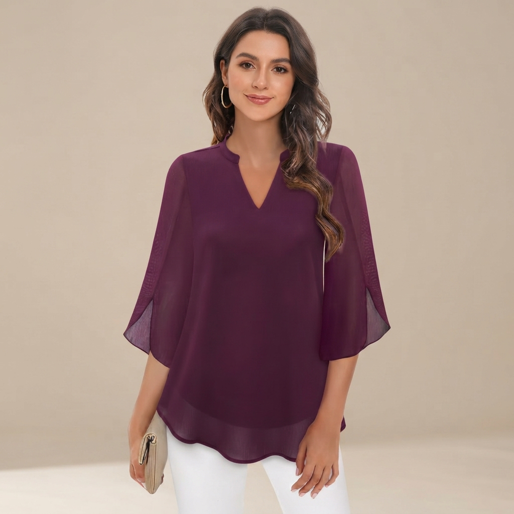 Arsine - Elegante, locker geschnittene Bluse mit V-Ausschnitt