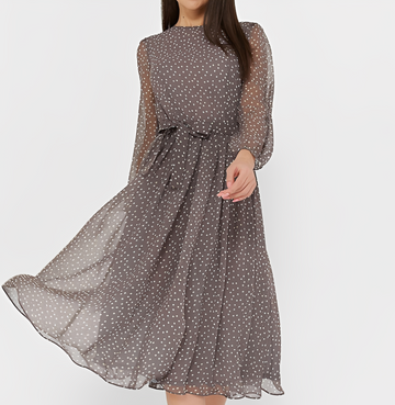 Tessa - Stilvolles langärmeliges Kleid mit Polka-Dots