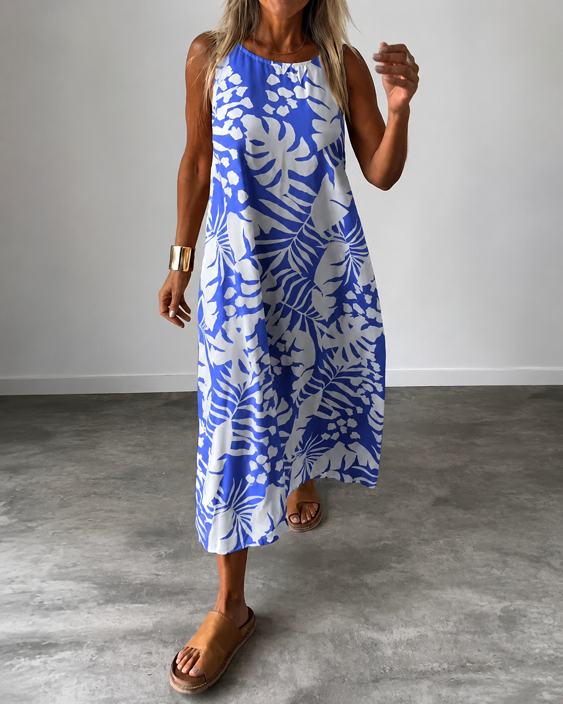 Arianna - Lockeres, ärmelloses Kleid mit Print