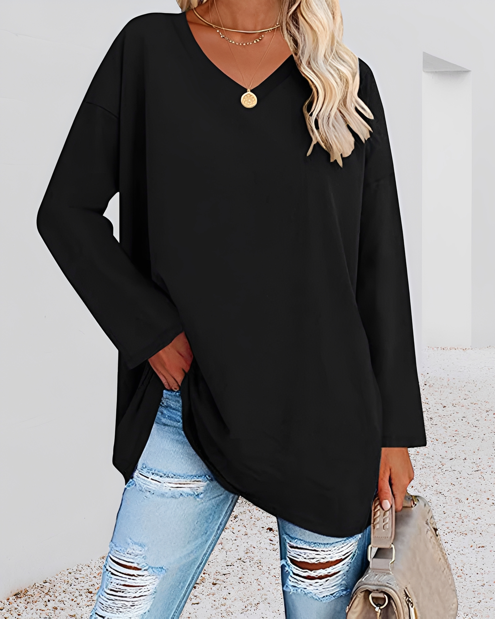 Kendra - Elegantes V-Neck-Shirt mit lockerer Passform