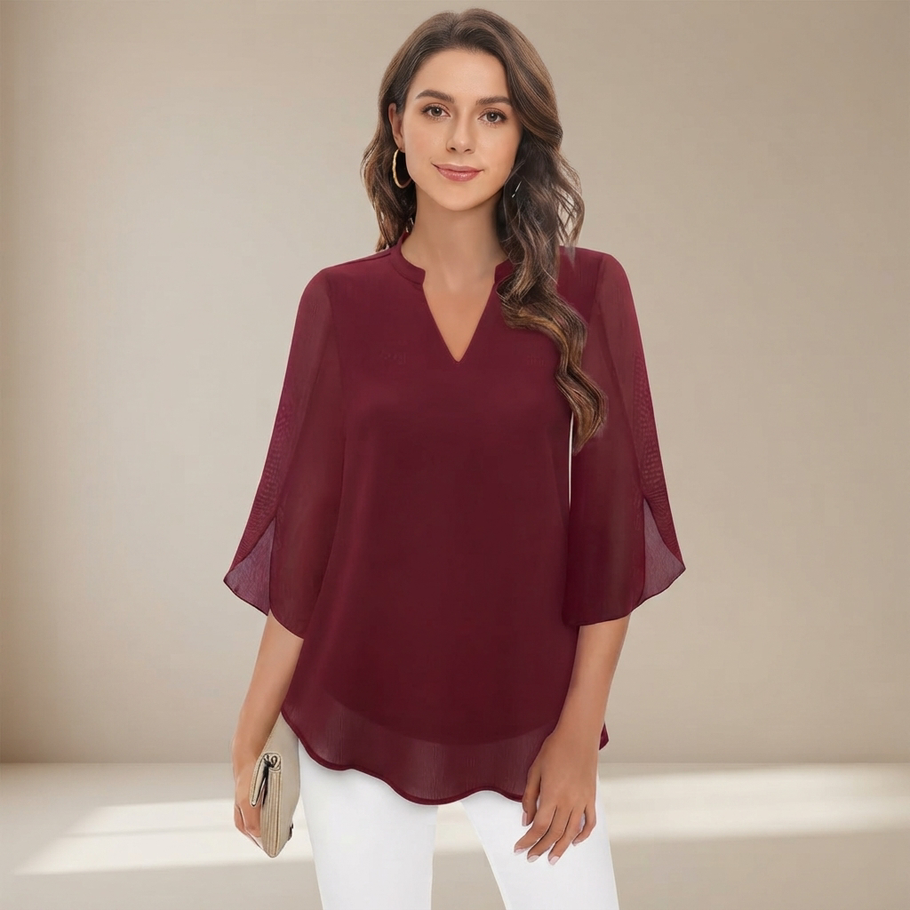 Arsine - Elegante, locker geschnittene Bluse mit V-Ausschnitt