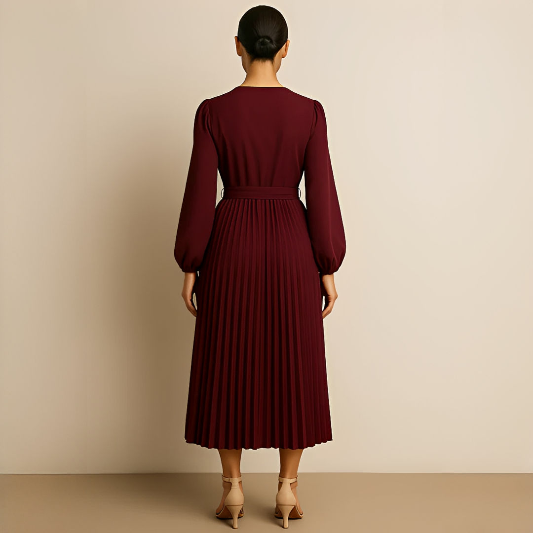 Naomi - Elegantes Kleid mit V-Ausschnitt und Raffungen
