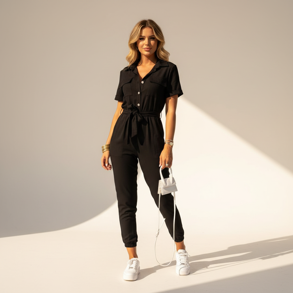 Yanna - Schicker Einteiler mit Knopfdetails