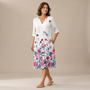 Ninna - Stilvolles und weiches V-Ausschnitt-Kleid