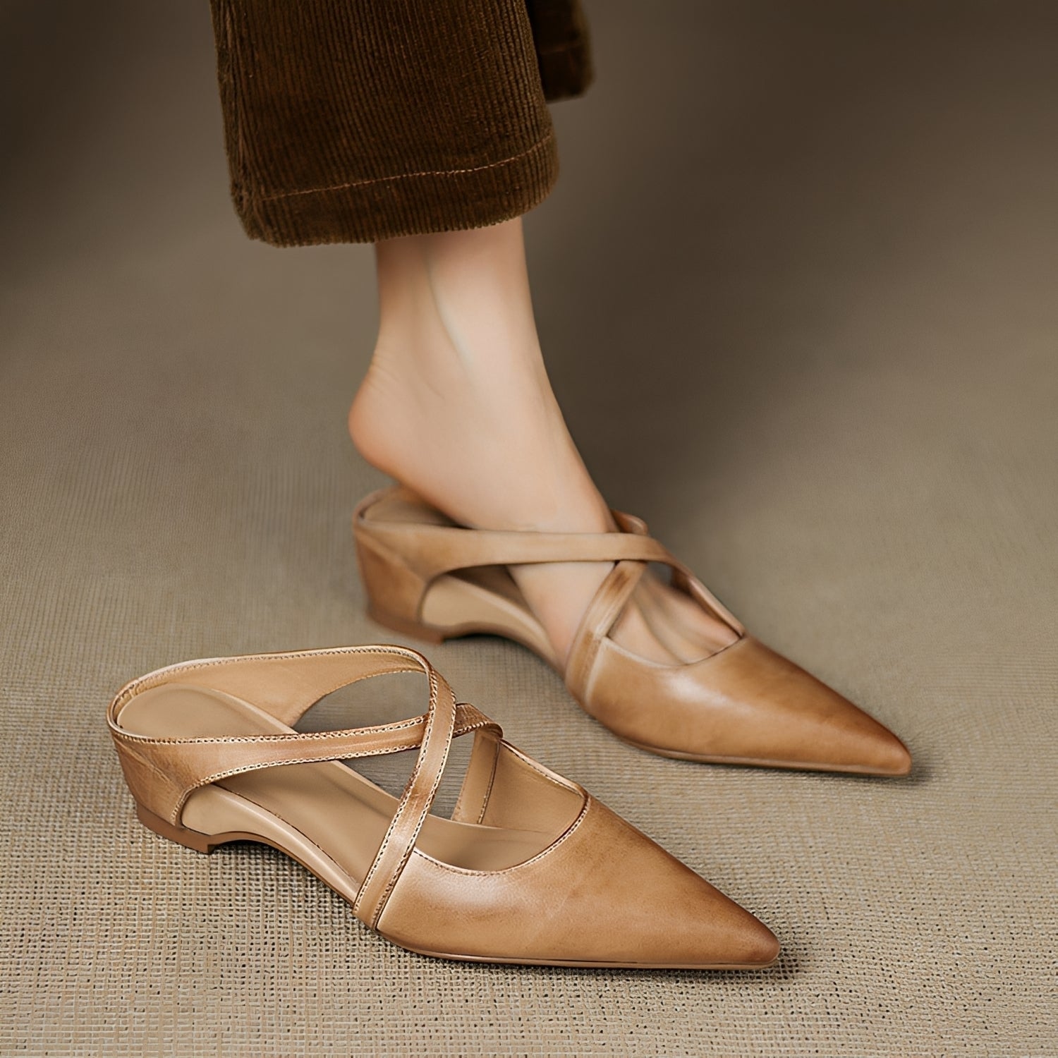 Riley - Stilvolle Gewaschene Flache Mules