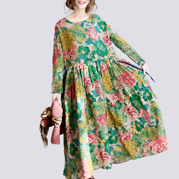 Terry - Stilvolles langes Maxikleid mit Blumenmuster für Damen