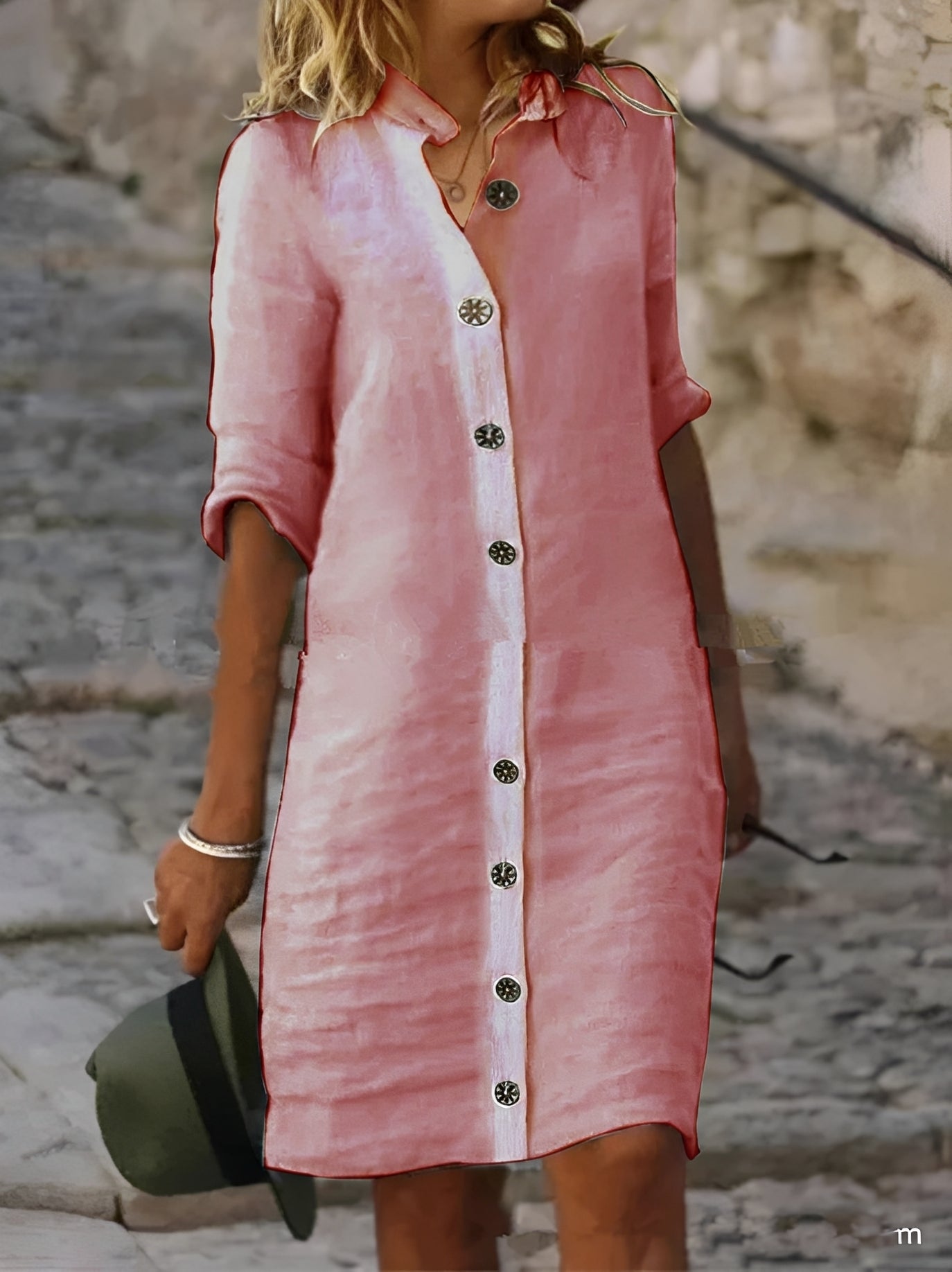 Paula - Lässiges Hemdkleid mit halben Ärmeln für Damen
