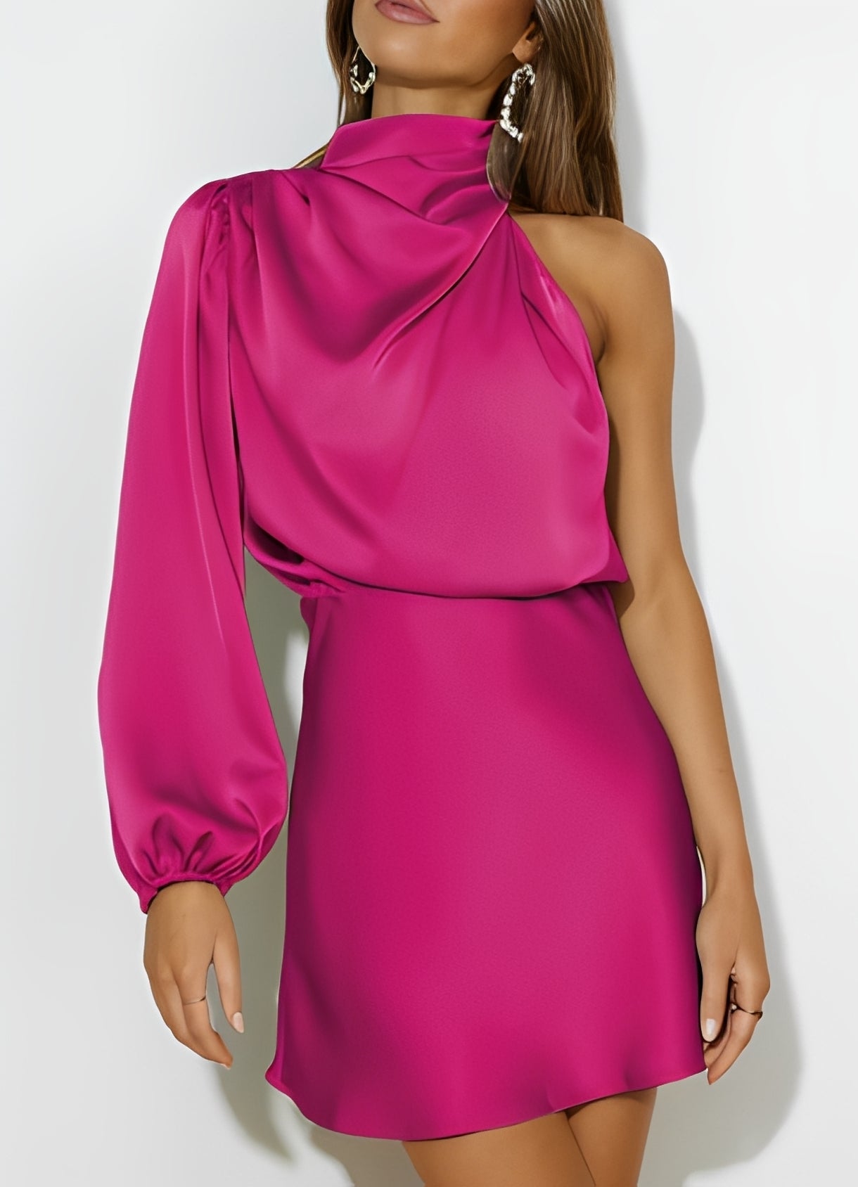 Sammy - Formelles Langärmliges One-Shoulder-Kleid