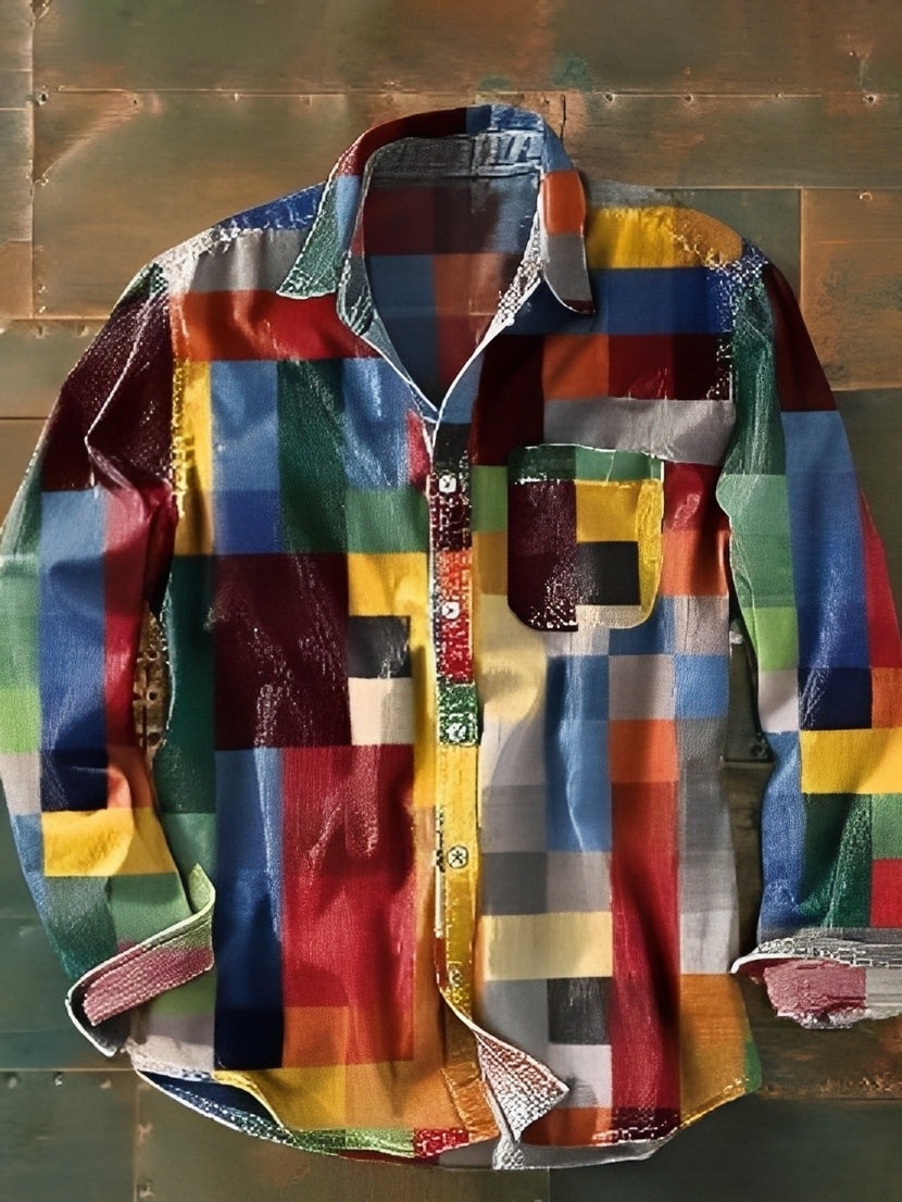 Charles – Langarmhemd für Herren – Retro und farbenfroh
