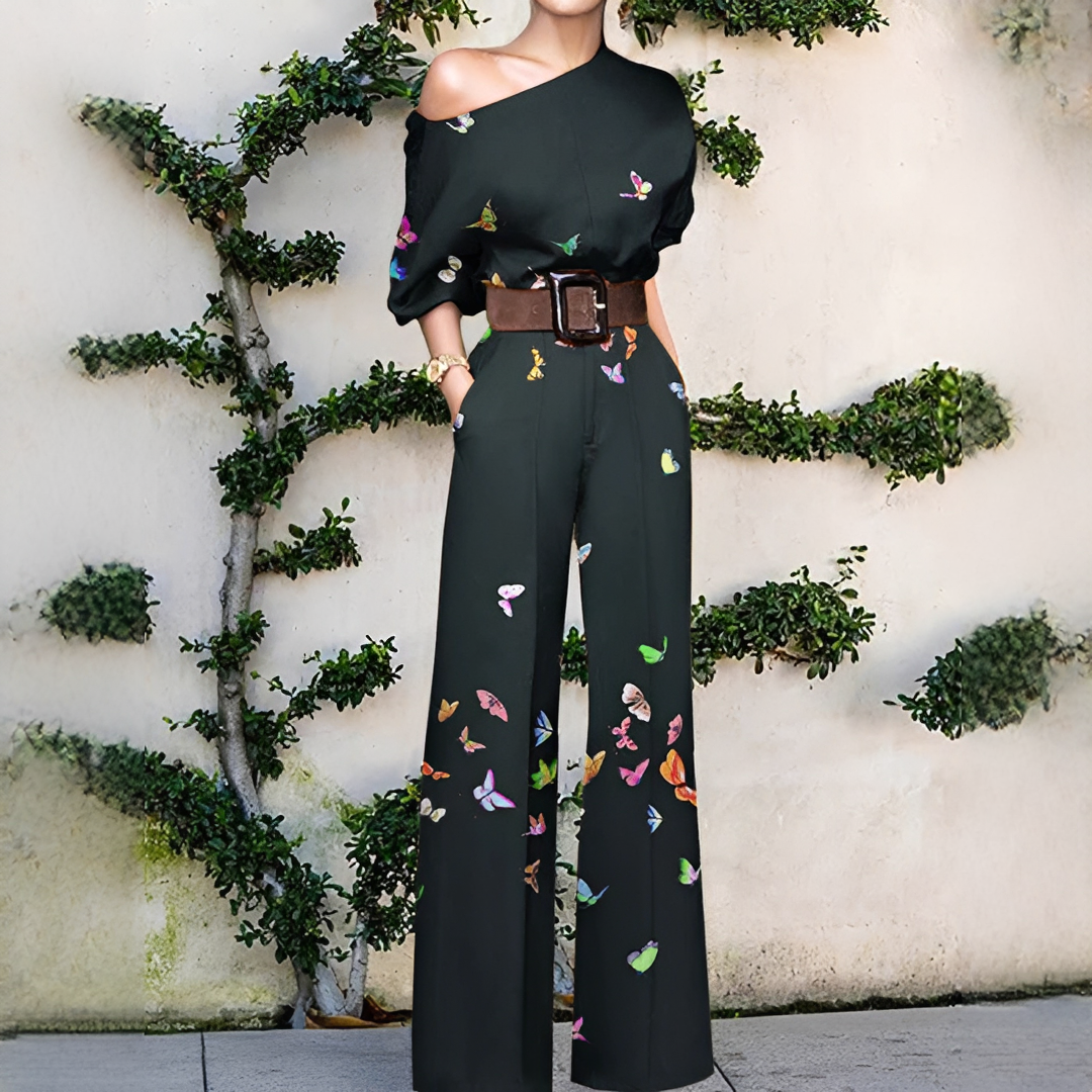 Chandrine - Asymmetrisch geschnittener Damen-Einteiler mit weitem Bein