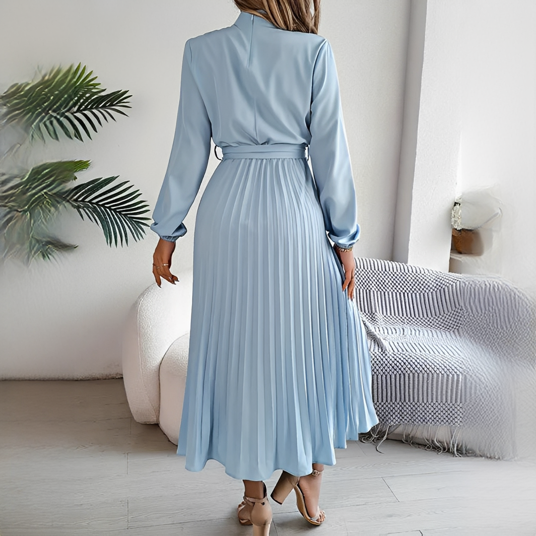 Jessy - Damenkleid mit langen, gefalteten Ärmeln