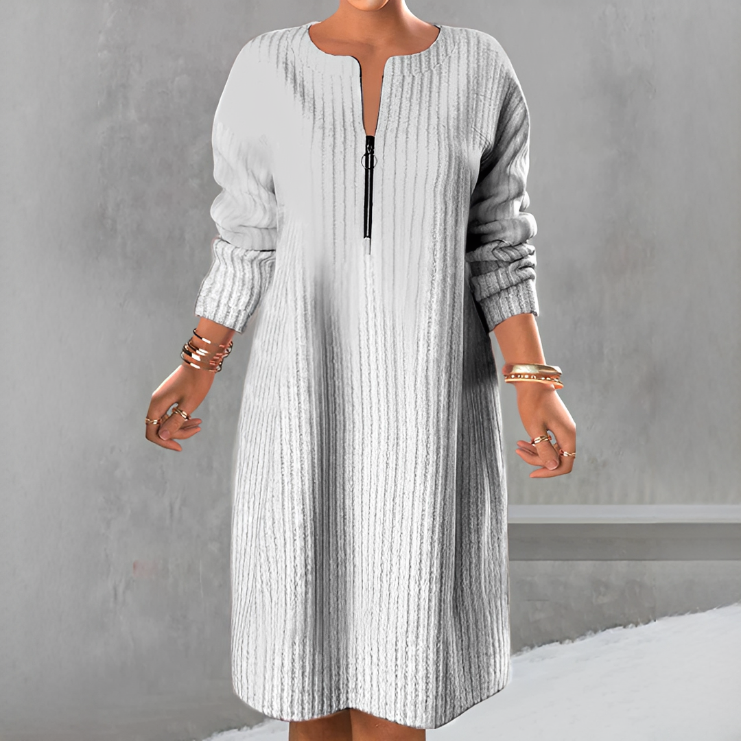 Marion - Elegantes Langarm-Zip-Kleid