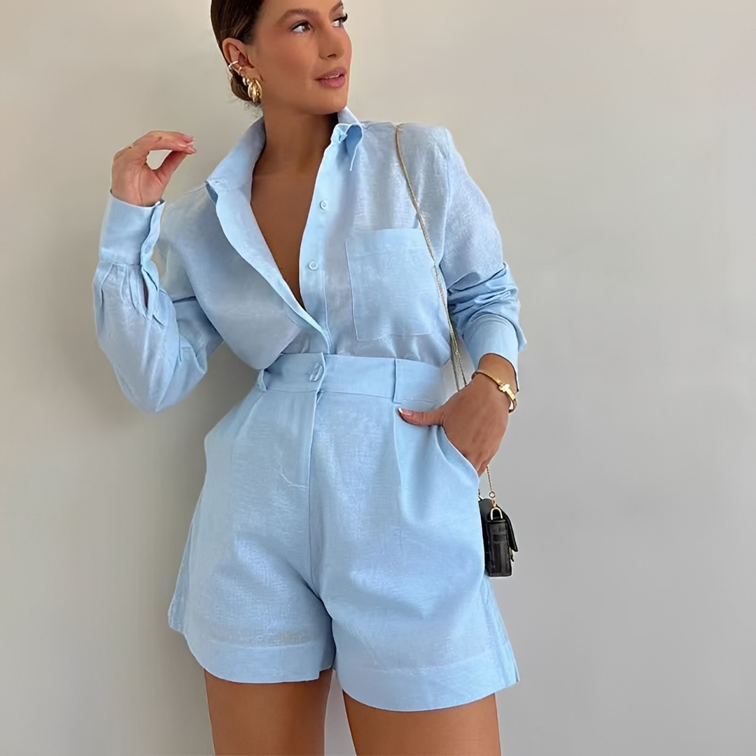 Yasin - Set mit langärmligem Top und weiten Shorts