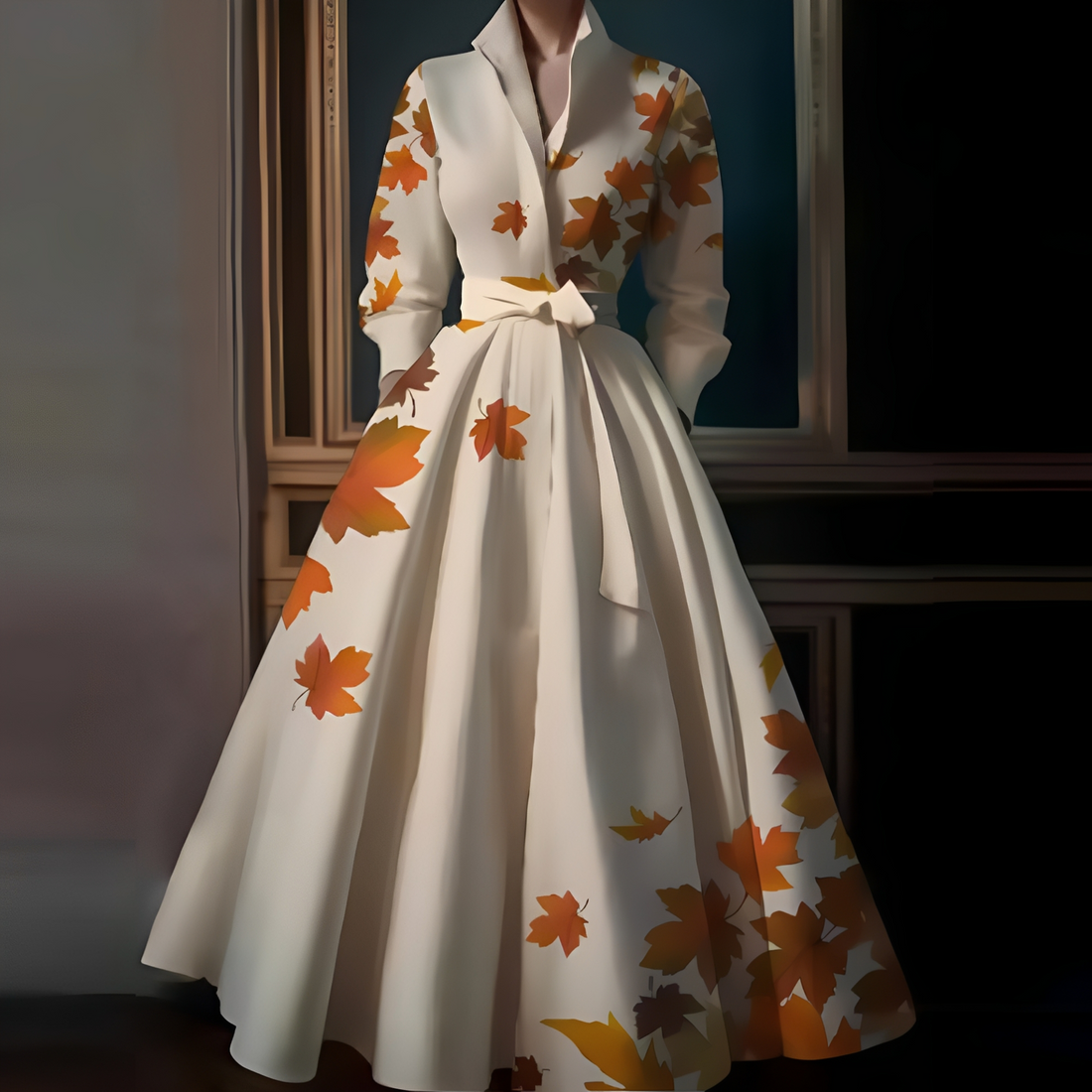 Megan - Elegantes langes Kleid mit Bindegürtel für Damen
