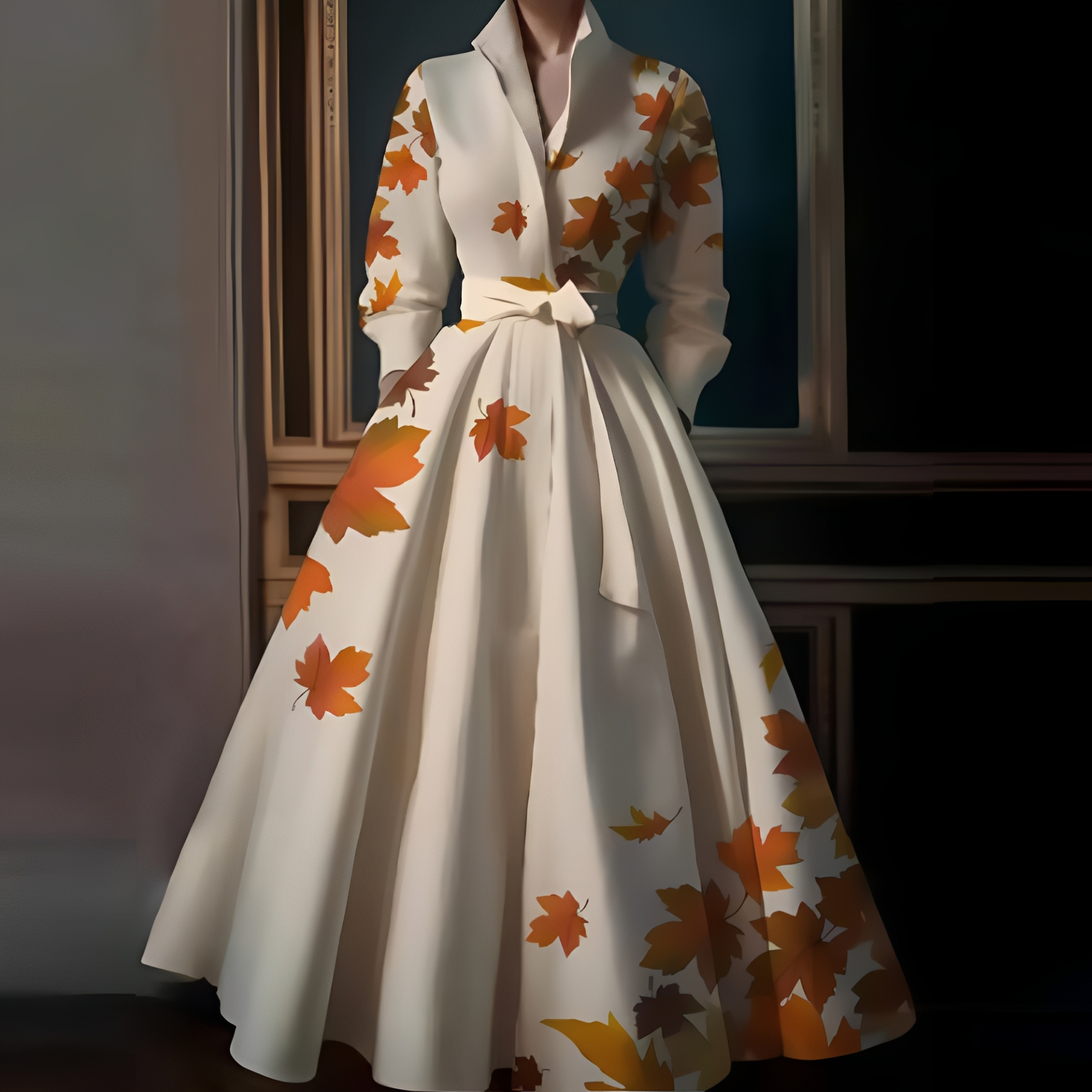 Megan - Elegantes langes Kleid mit Bindegürtel für Damen