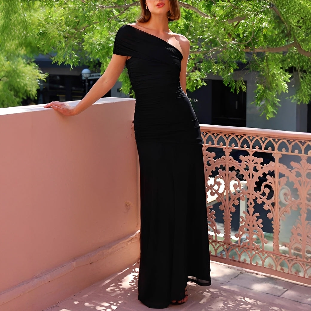Marga - Stilvolles schulterfreies Maxikleid