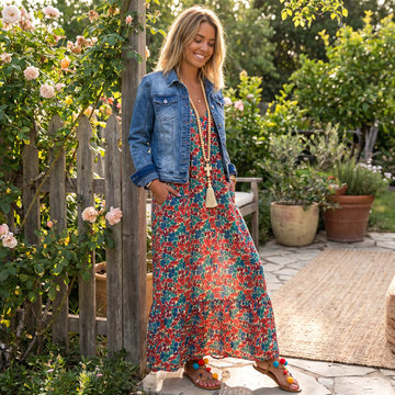 Shalisha - Anmutiges Boho-Kleid mit V-Ausschnitt