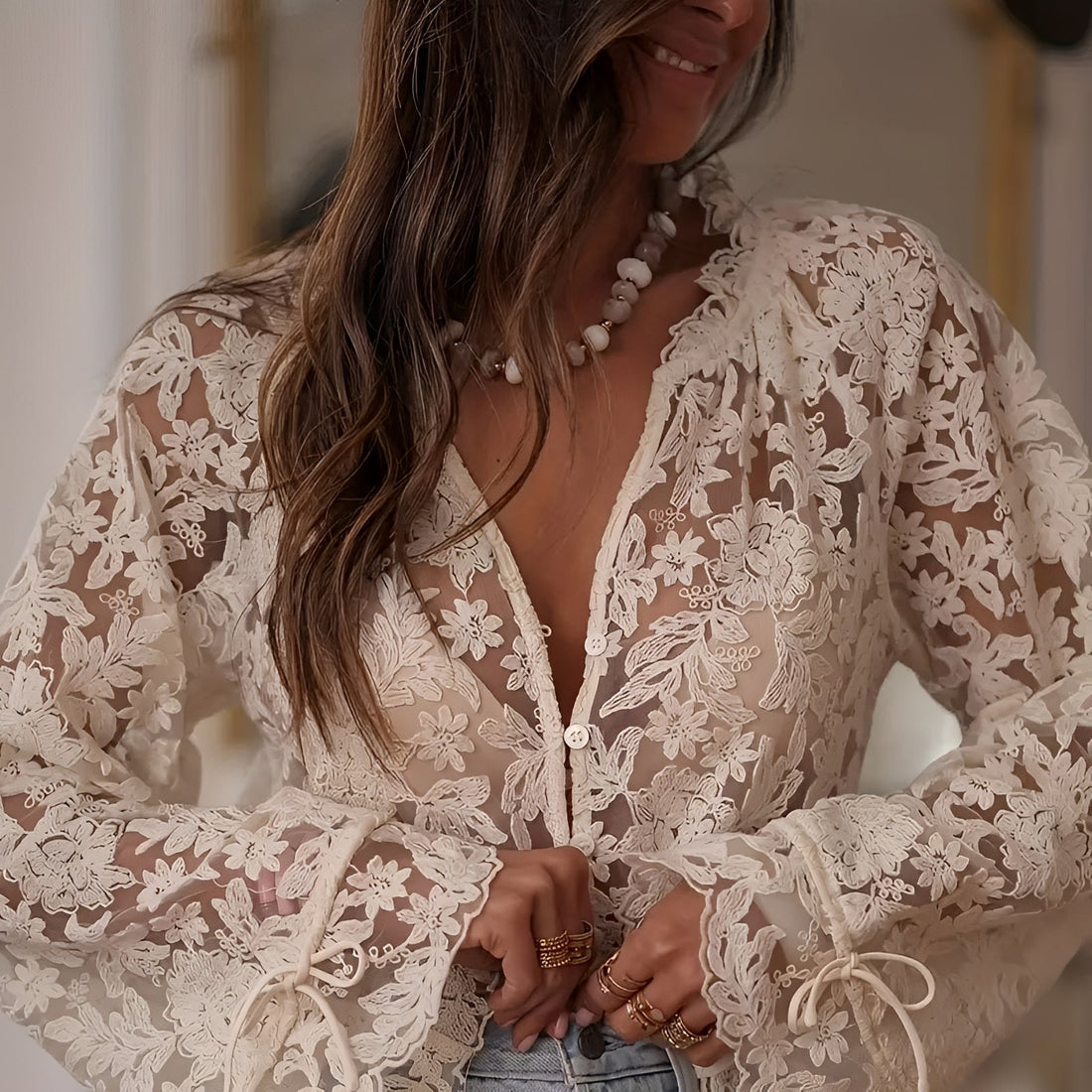 Alexia - Stylische bestickte Bluse mit Blumenmuster