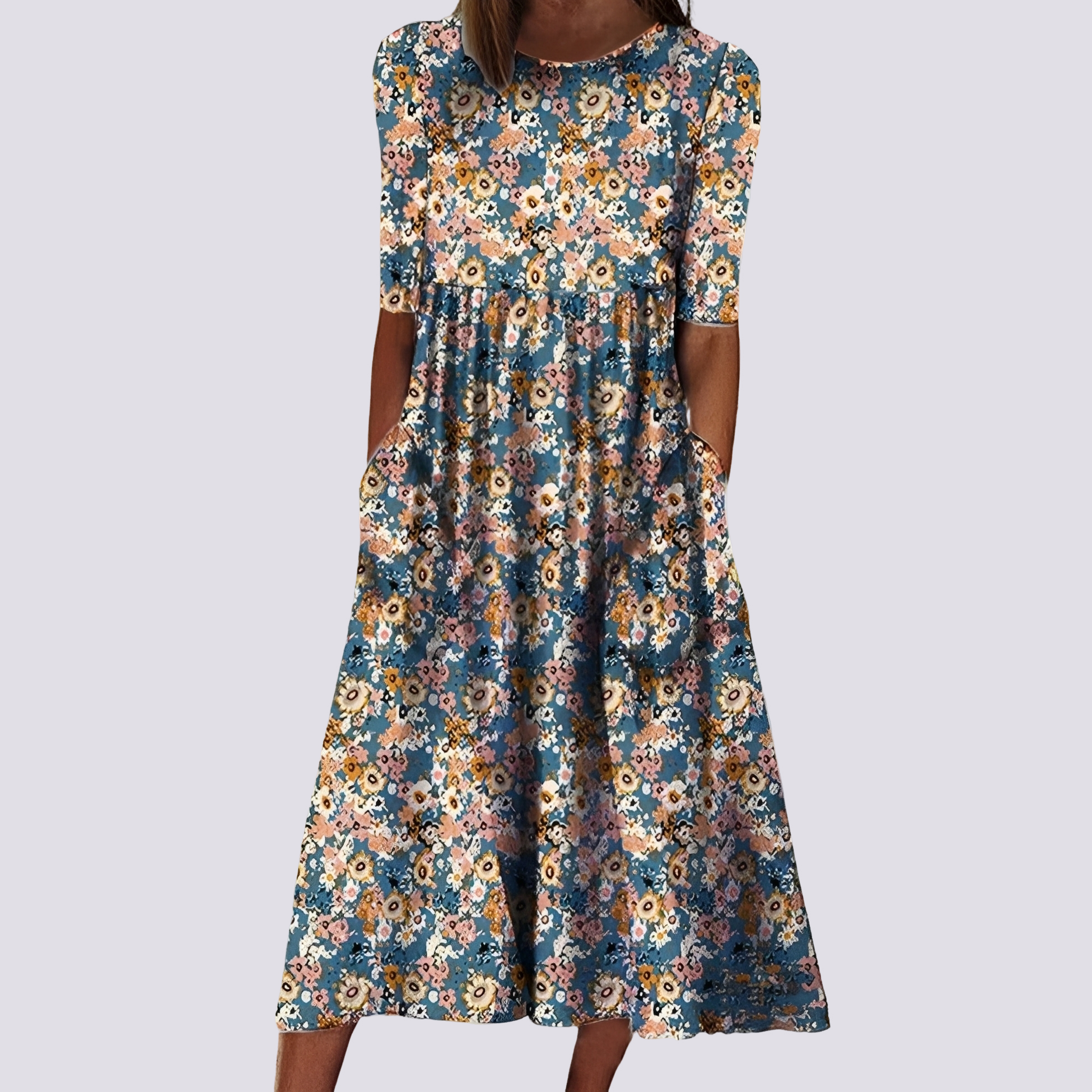 Lucie - Stilvolles langes Blumenkleid
