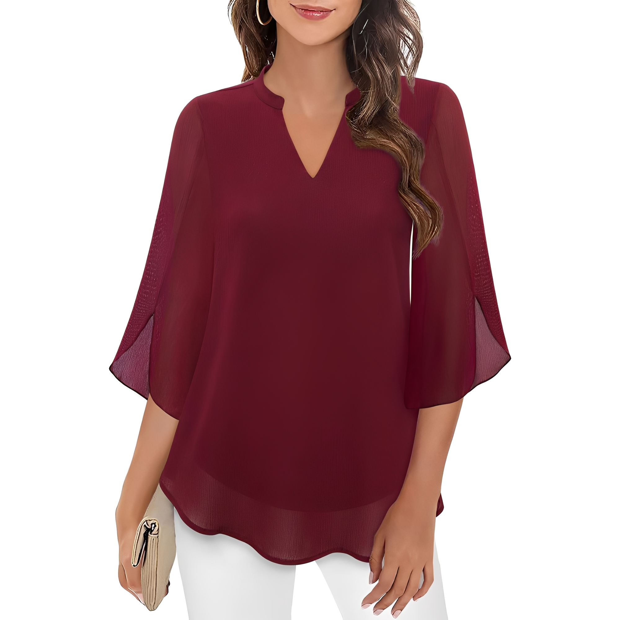 Vanessa - Lockere Bluse mit V-Ausschnitt für Damen