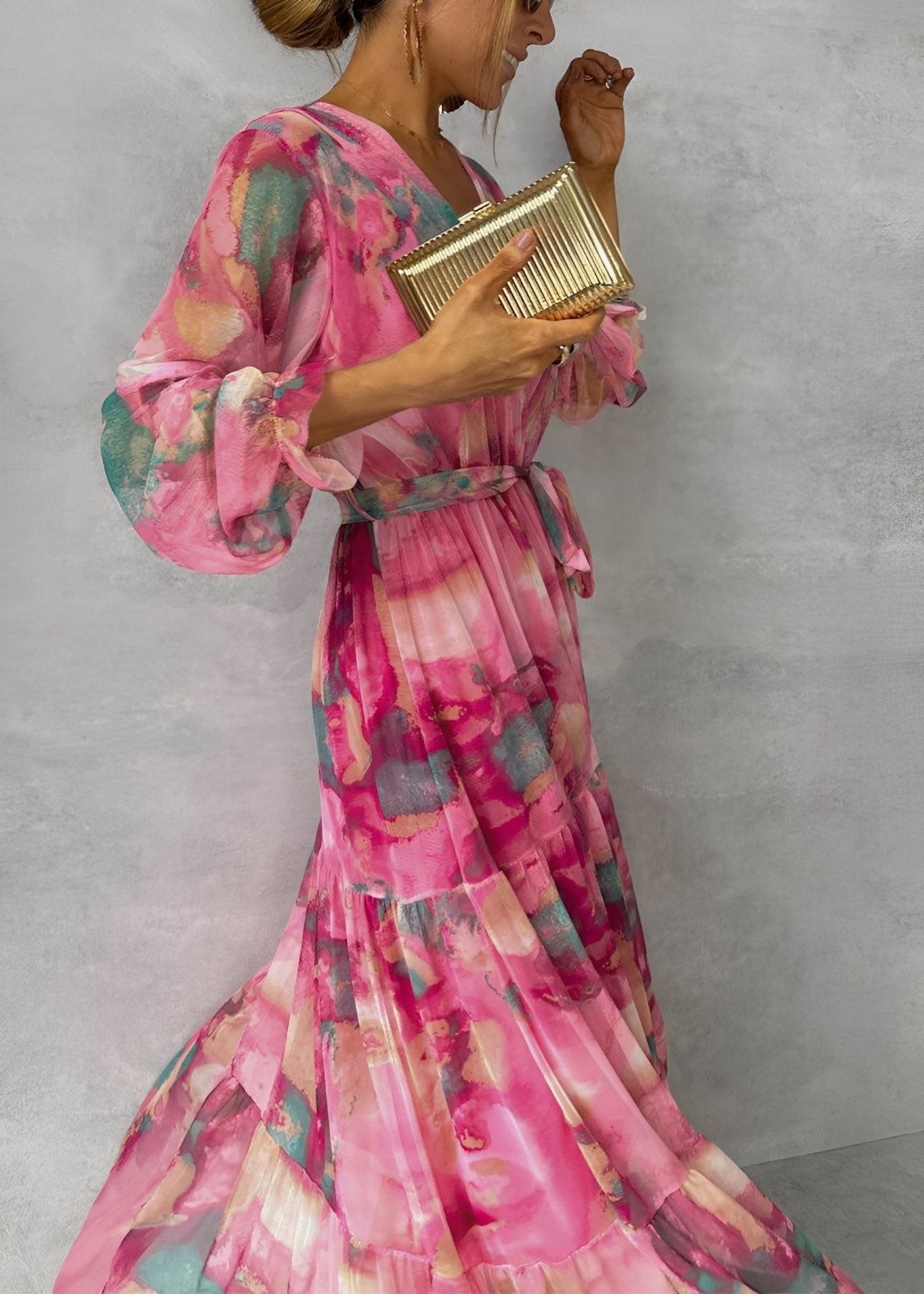 Melissa - Langärmliges Maxikleid mit Blumenmuster für Damen