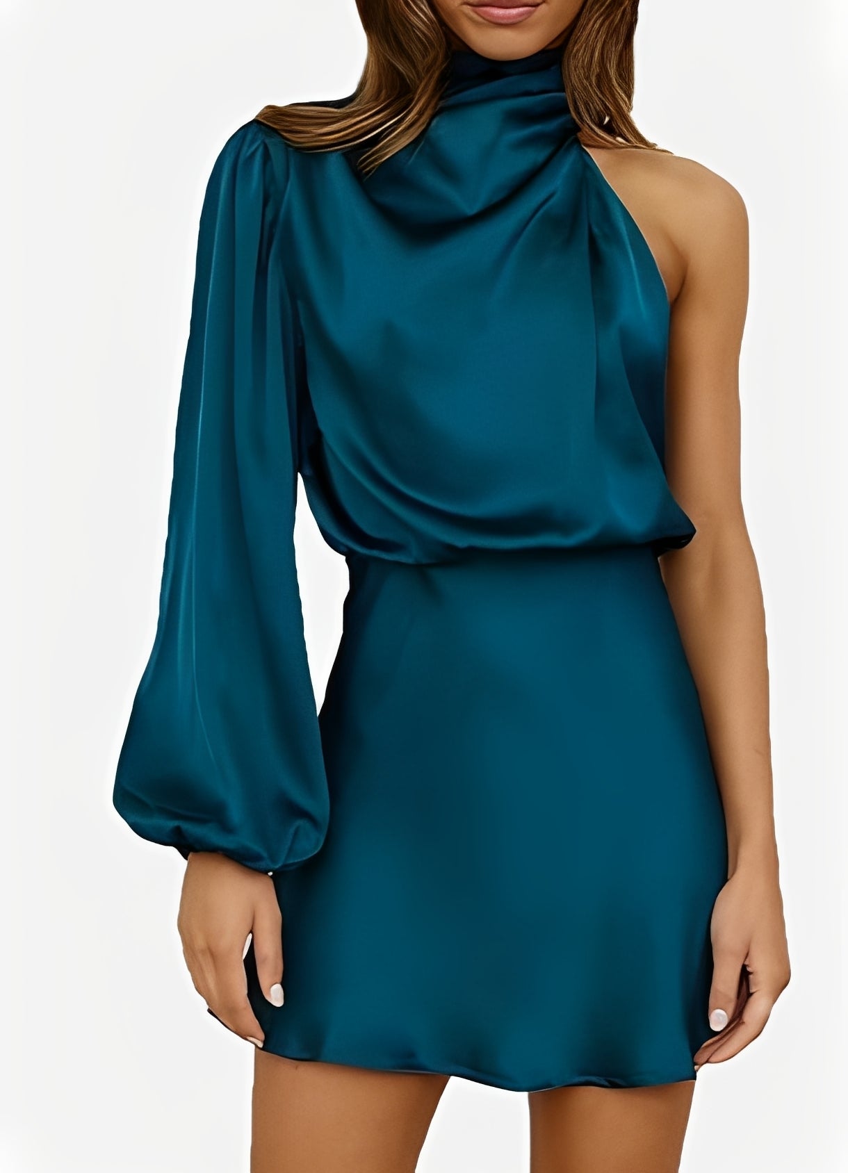 Sammy - Formelles Langärmliges One-Shoulder-Kleid