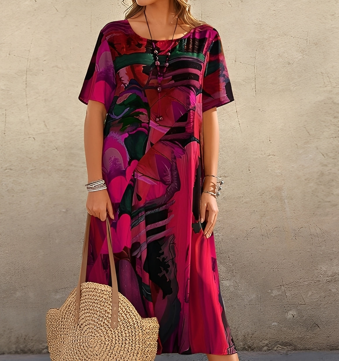 Theresa - Bedrucktes, locker sitzendes Kleid für Damen