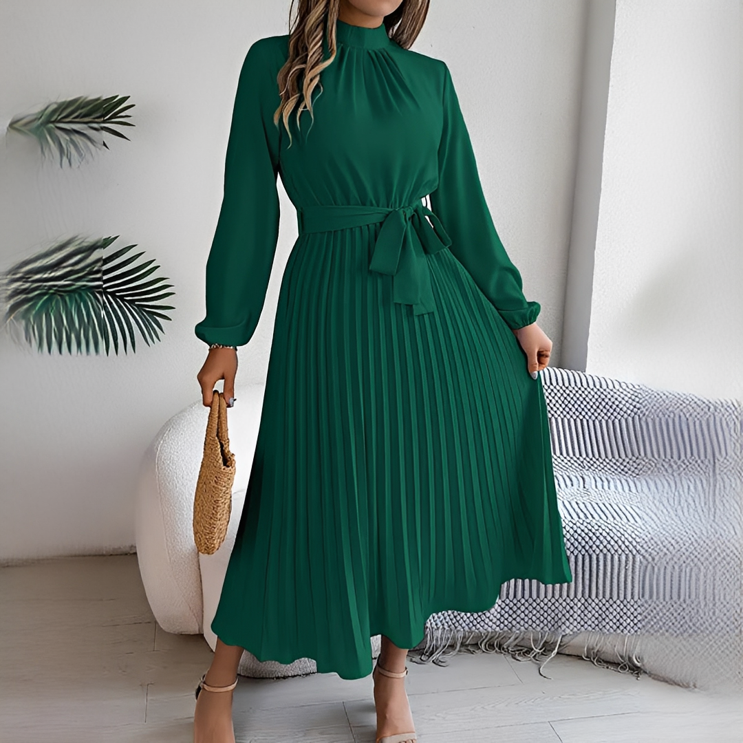 Jessy - Damenkleid mit langen, gefalteten Ärmeln