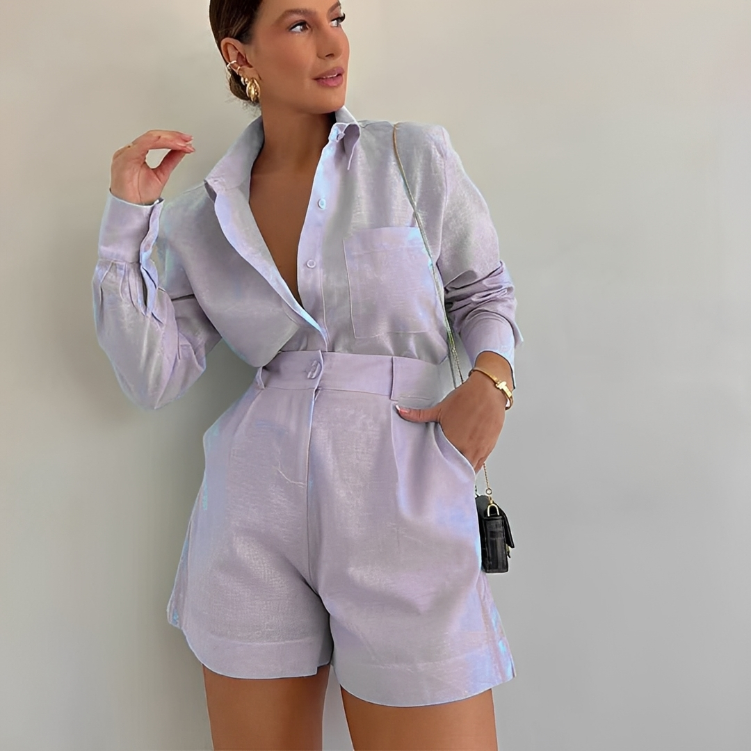 Yasin - Set mit langärmligem Top und weiten Shorts