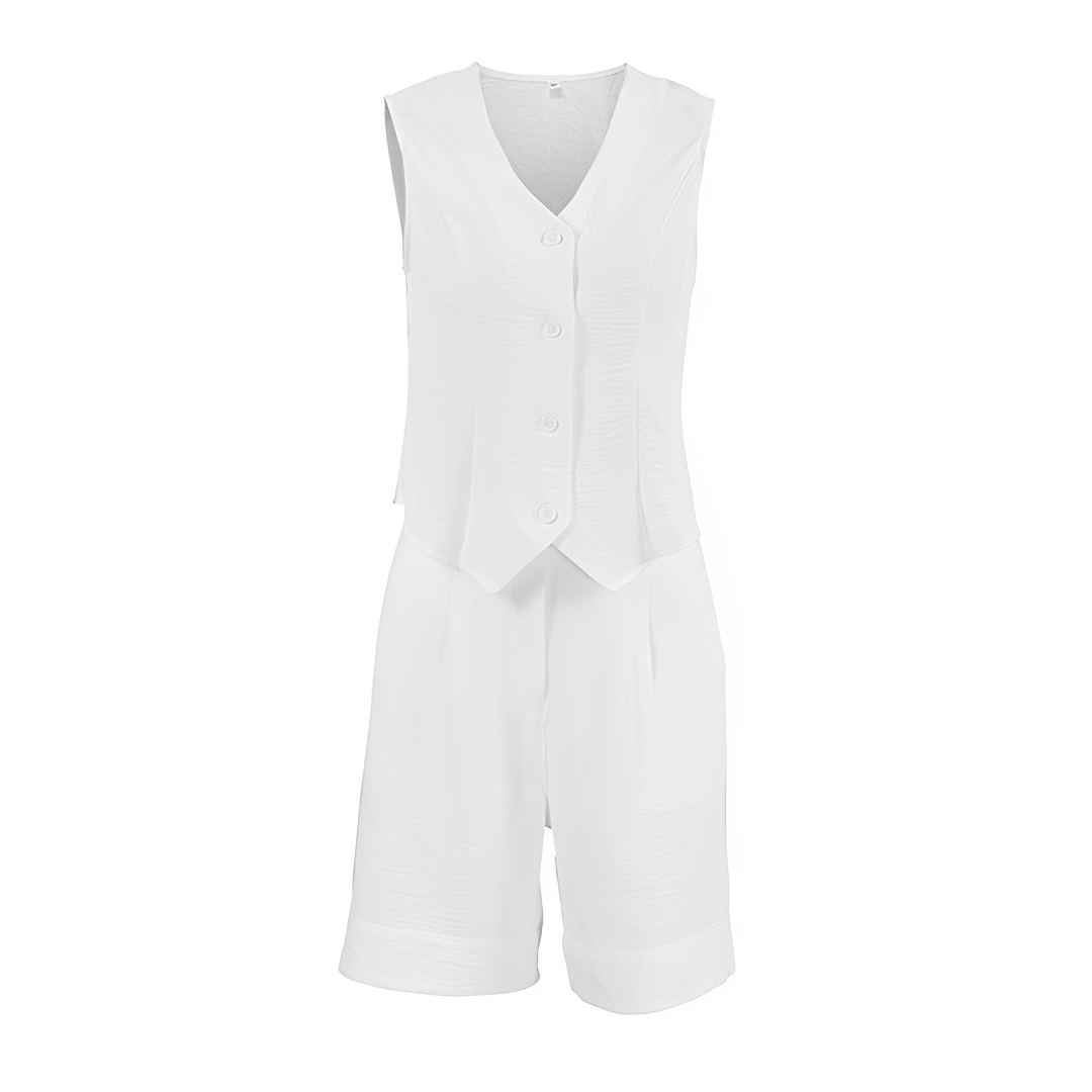 Ruth - Bequemes ärmelloses Weste- und Shorts-Set