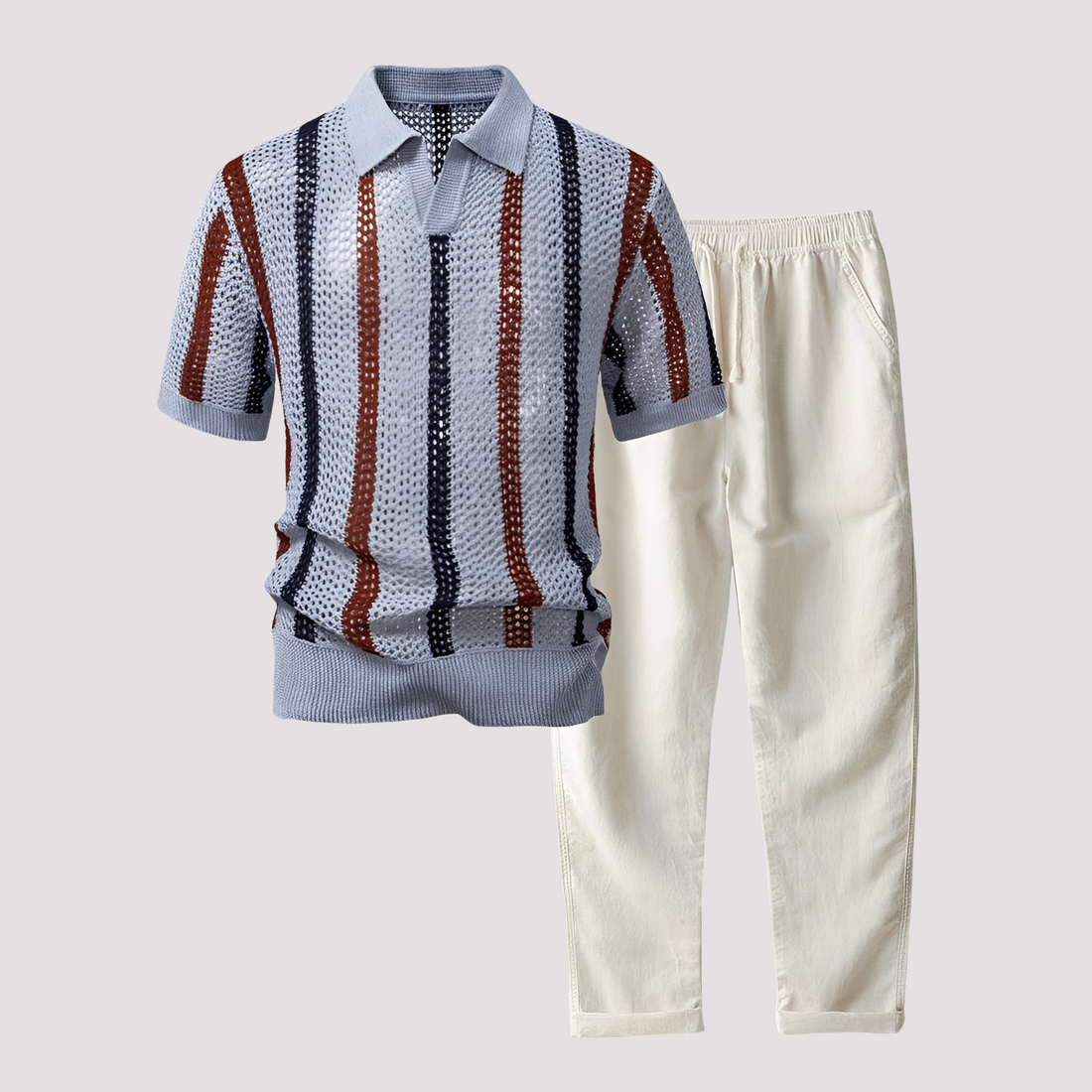 Richards - Bequemes Streifen-Polo und Hosen-Set
