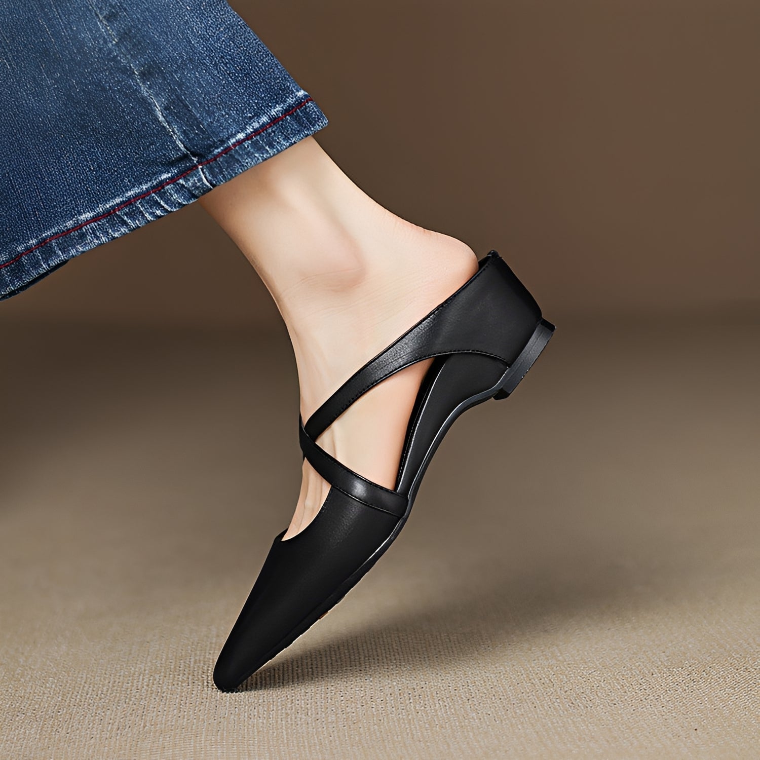 Riley - Stilvolle Gewaschene Flache Mules