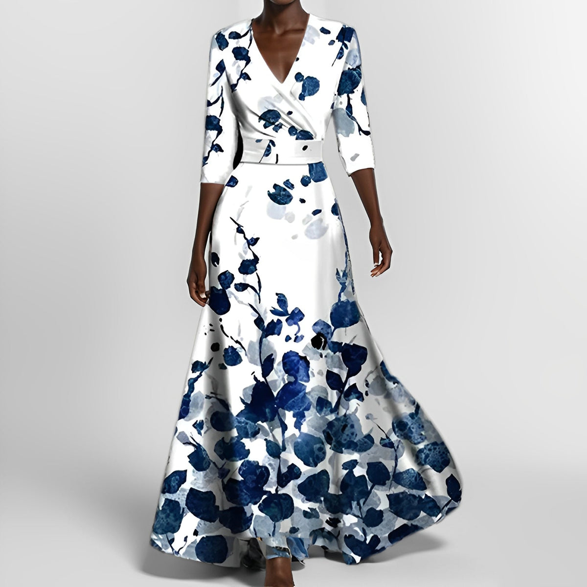 Delores - Langes Kleid mit Blumenmuster und langen Ärmeln