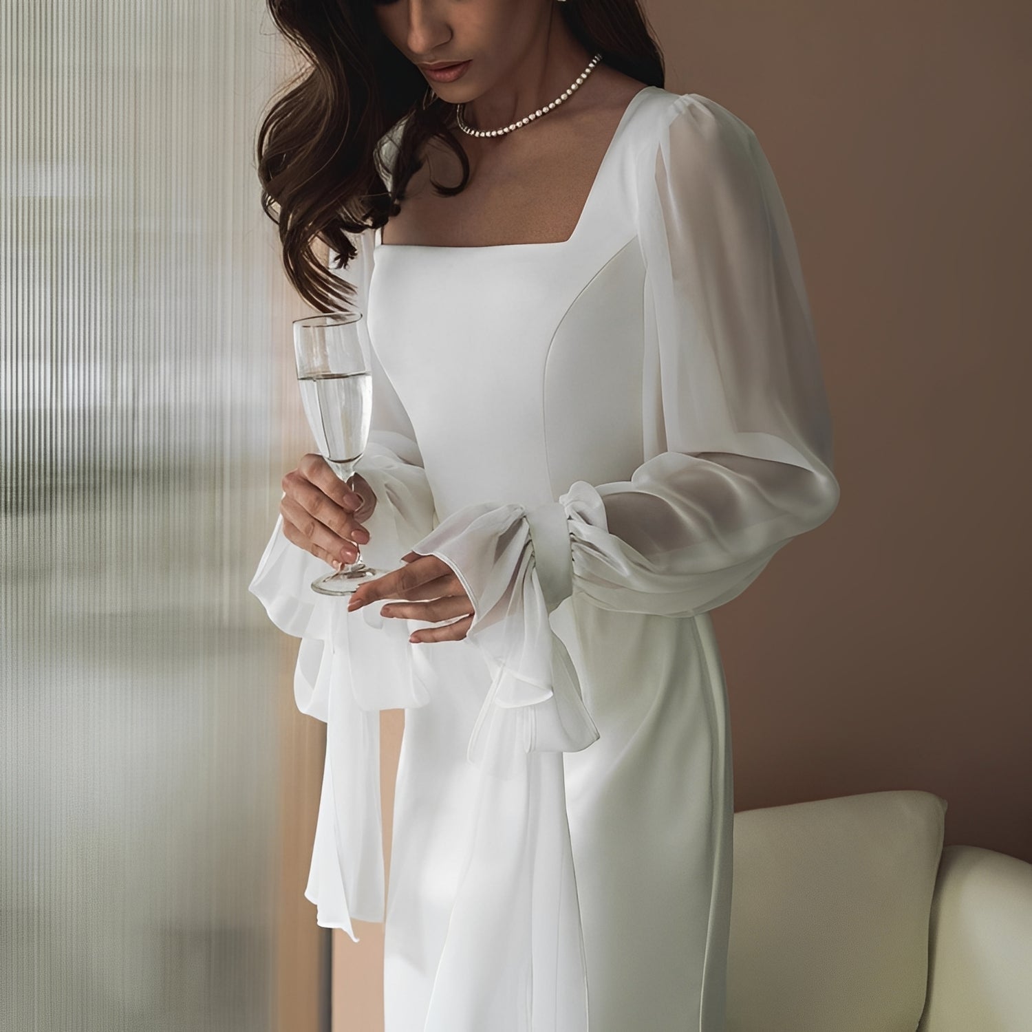 Gloria - Elegantes Maxikleid mit langen Ärmeln für Damen