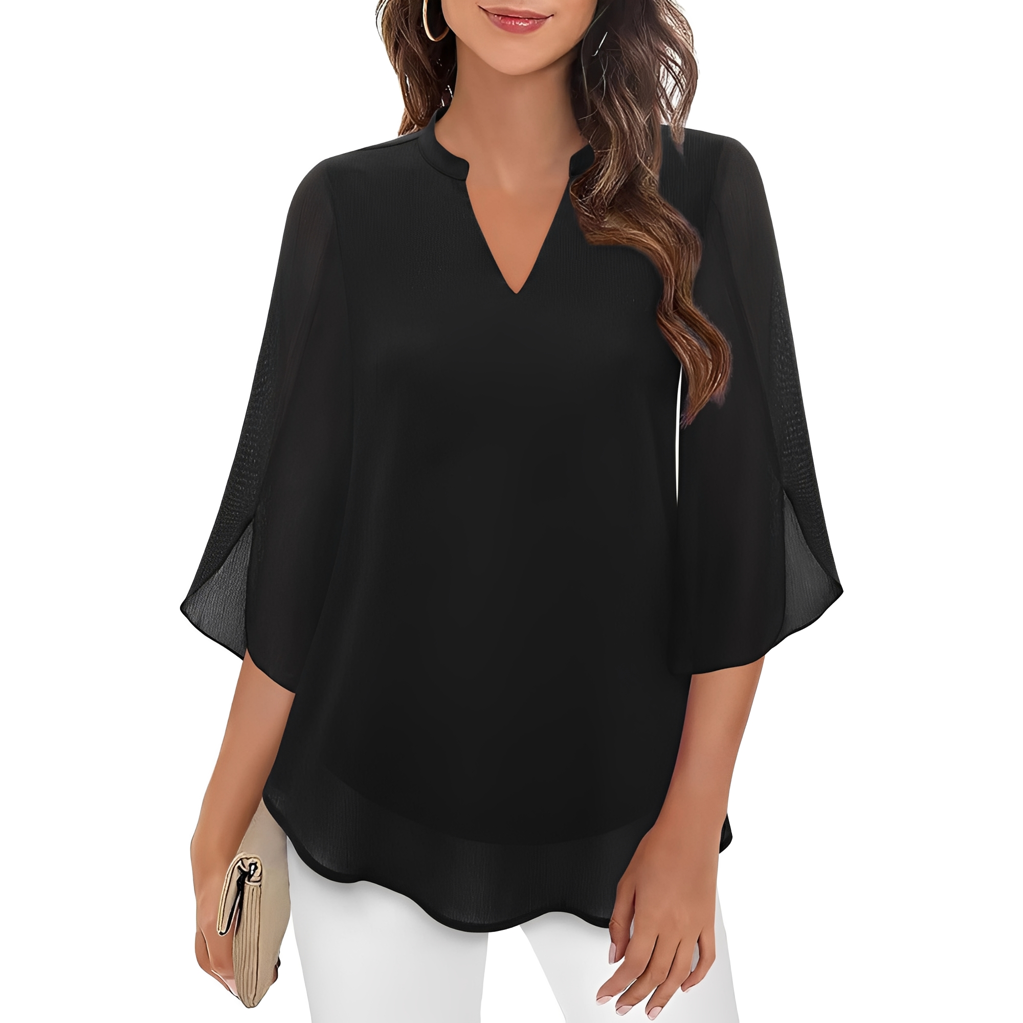 Vanessa - Lockere Bluse mit V-Ausschnitt für Damen