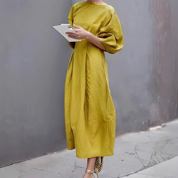 Mariam - Lässiges gerafftes Midi-Kleid