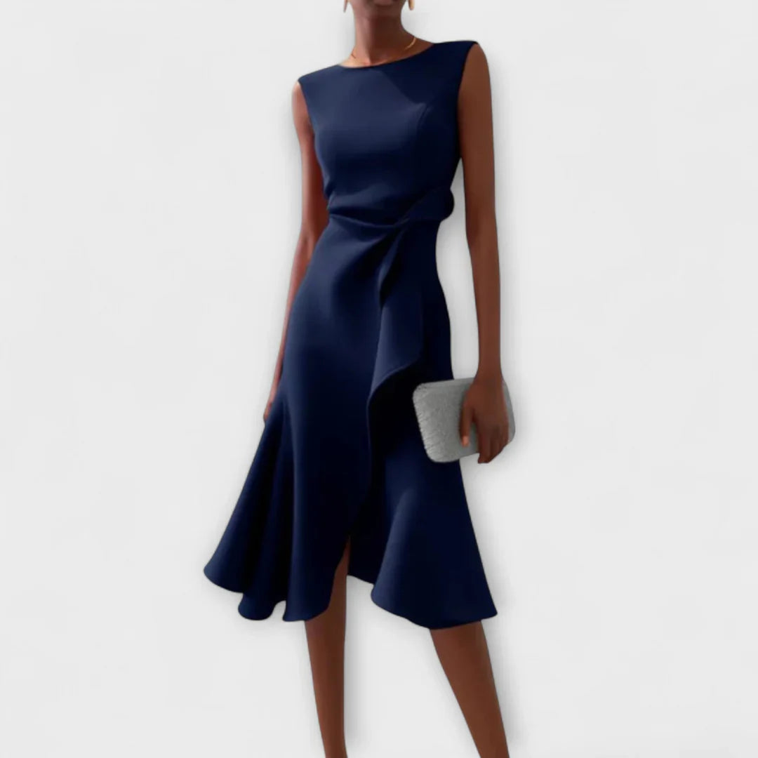 Sheila - Stilvolles Damen-Midikleid mit Rüschendetails