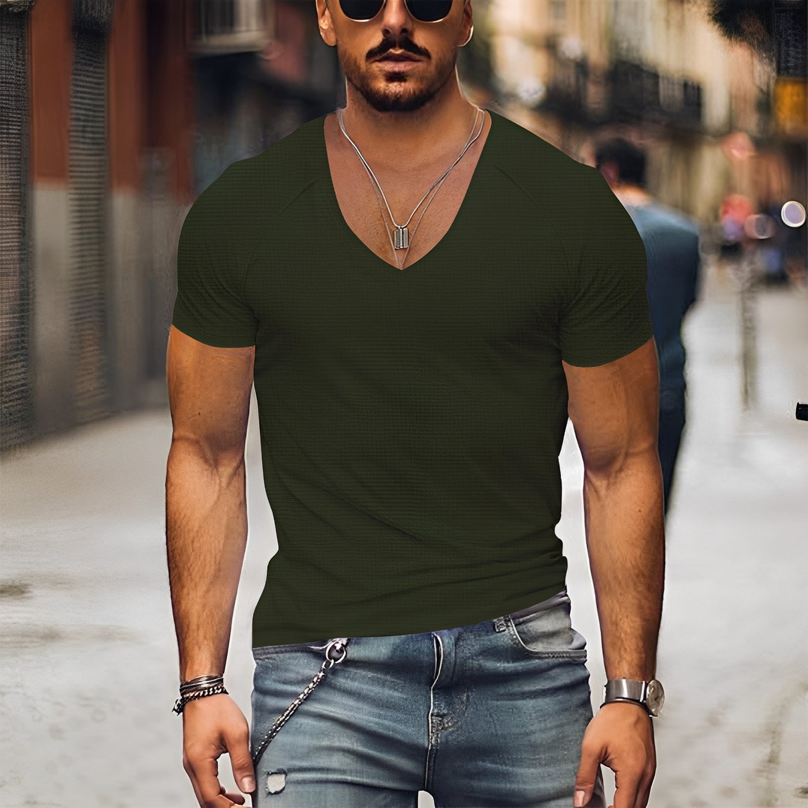 Kenneth - Lässiges T-Shirt mit V-Ausschnitt für Herren