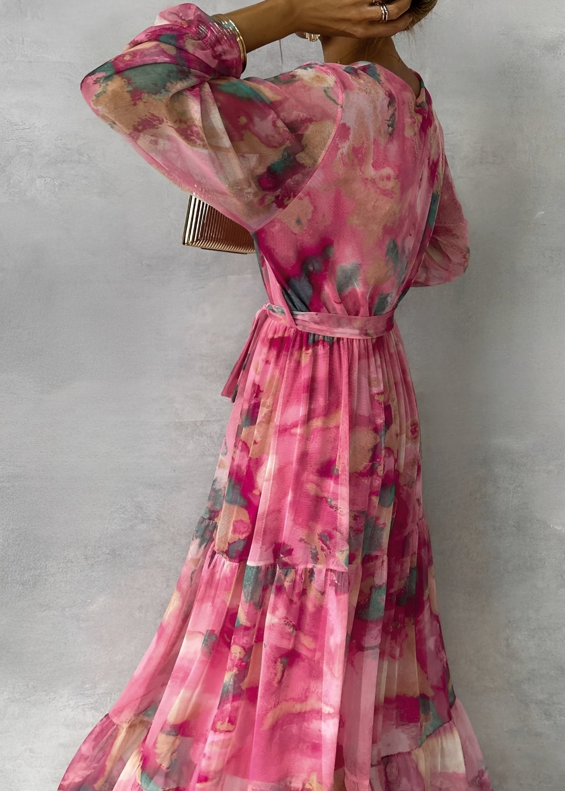 Melissa - Langärmliges Maxikleid mit Blumenmuster für Damen