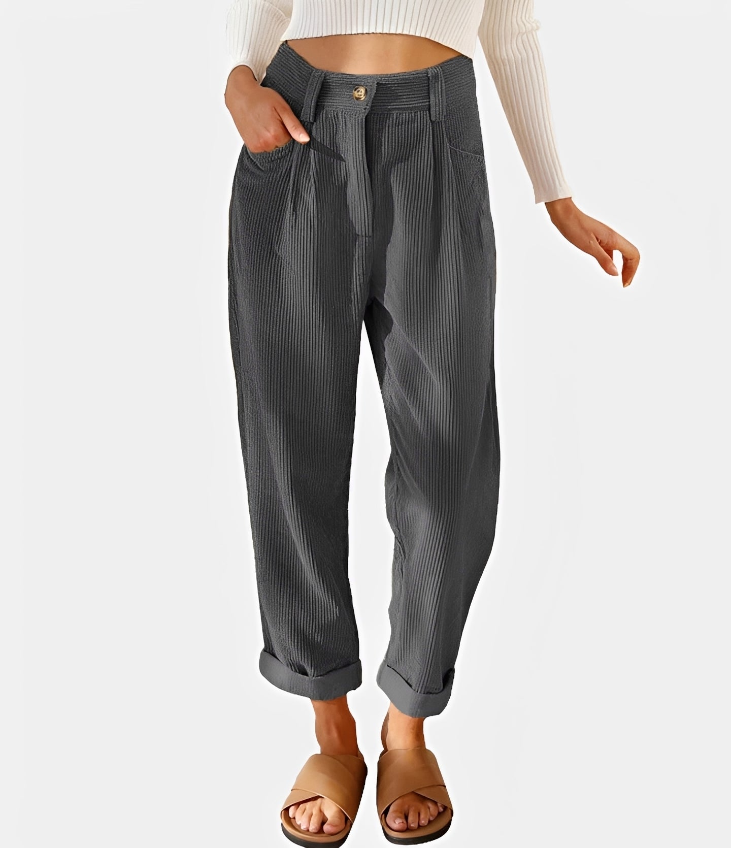 Liana - Lässige Hochtaillierte Cordhose