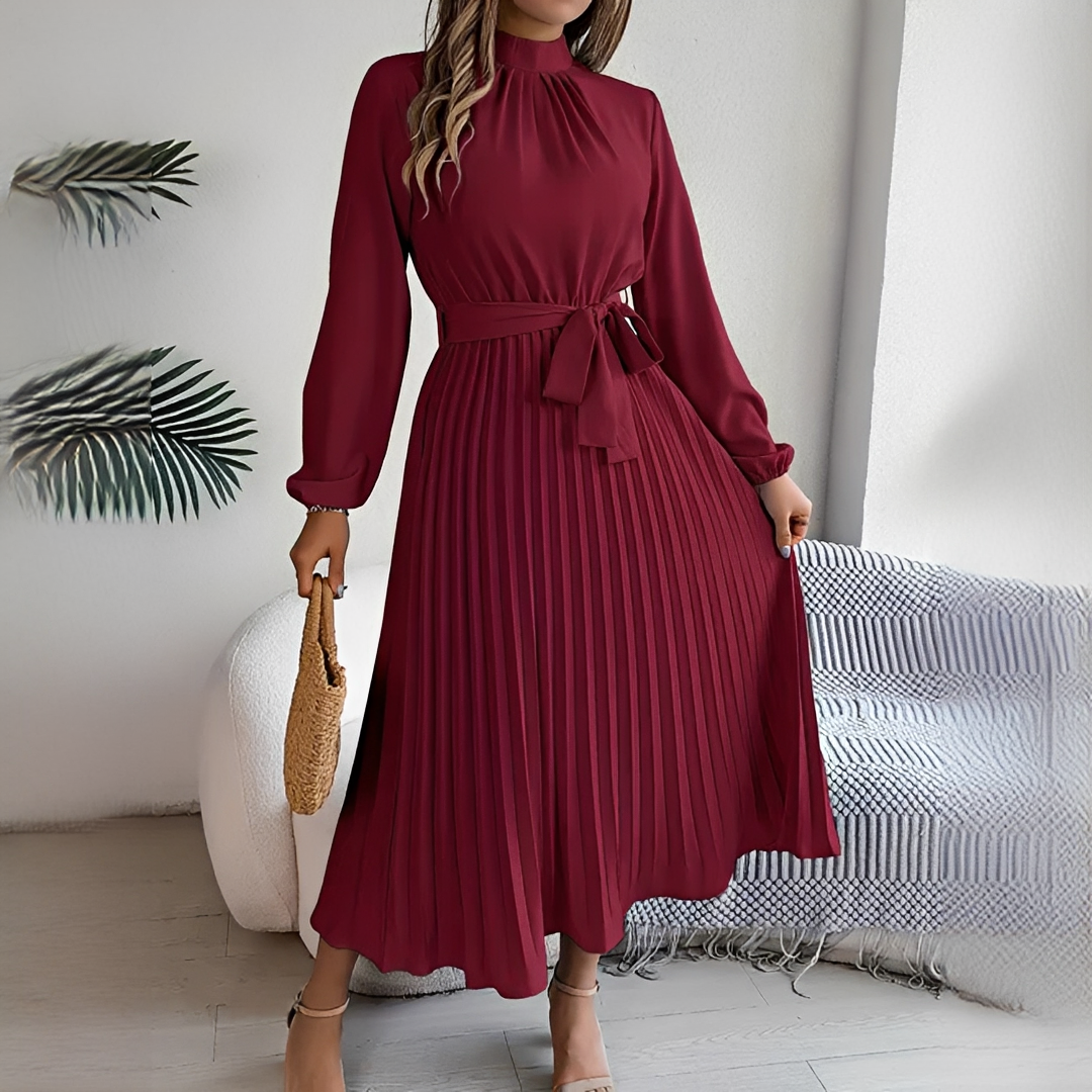 Jessy - Damenkleid mit langen, gefalteten Ärmeln