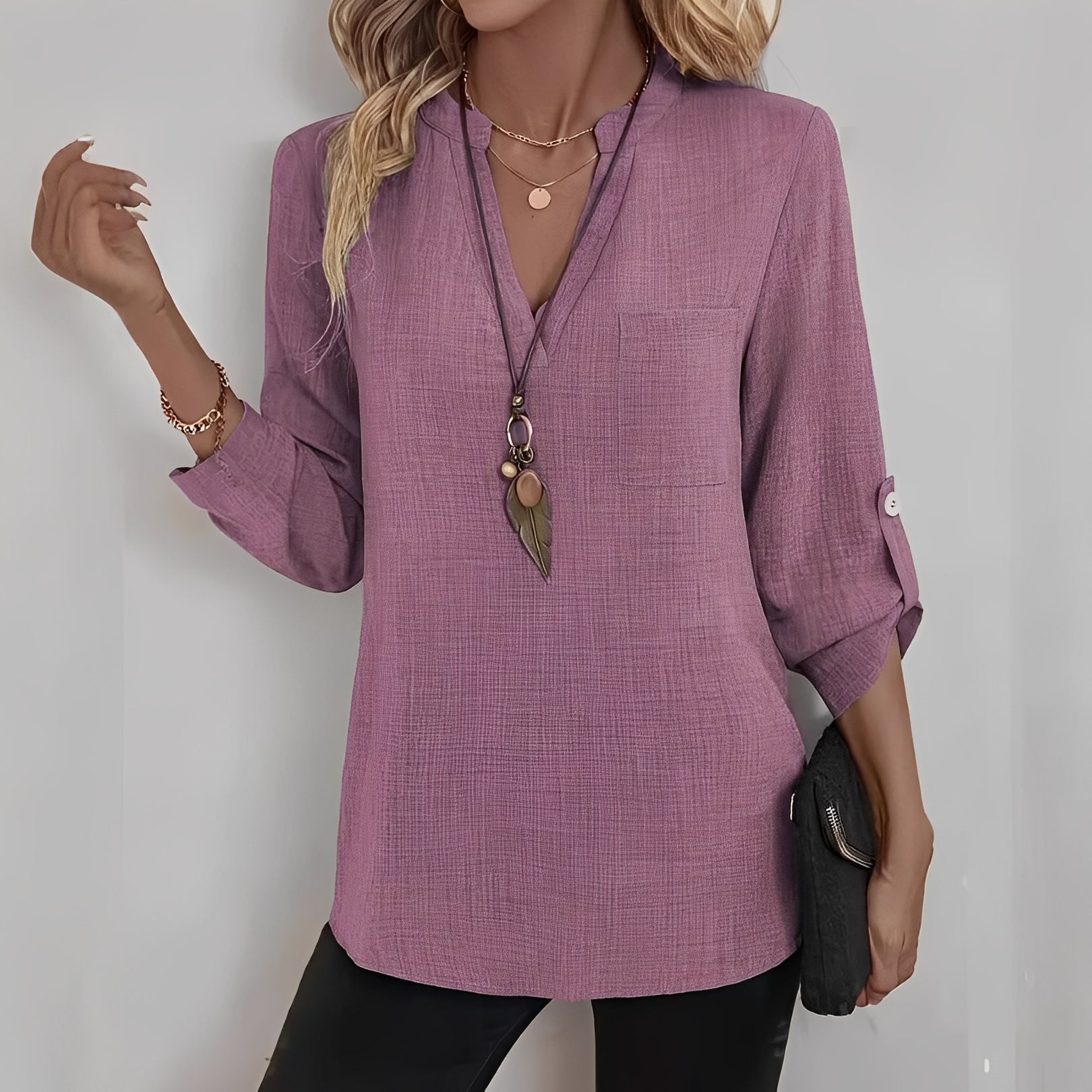 Vanie - Moderne, legere Bluse mit V-Ausschnitt für Damen