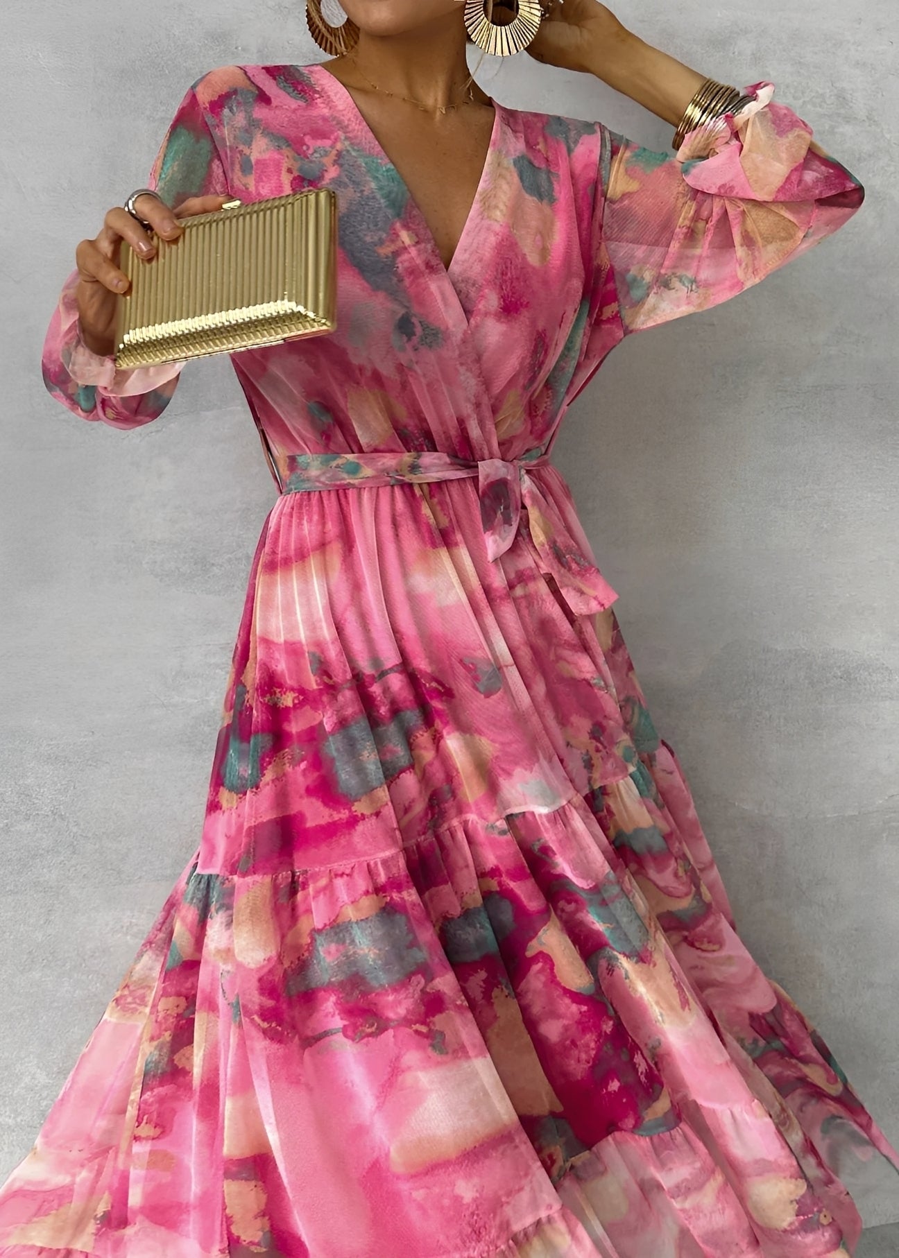 Melissa - Langärmliges Maxikleid mit Blumenmuster für Damen